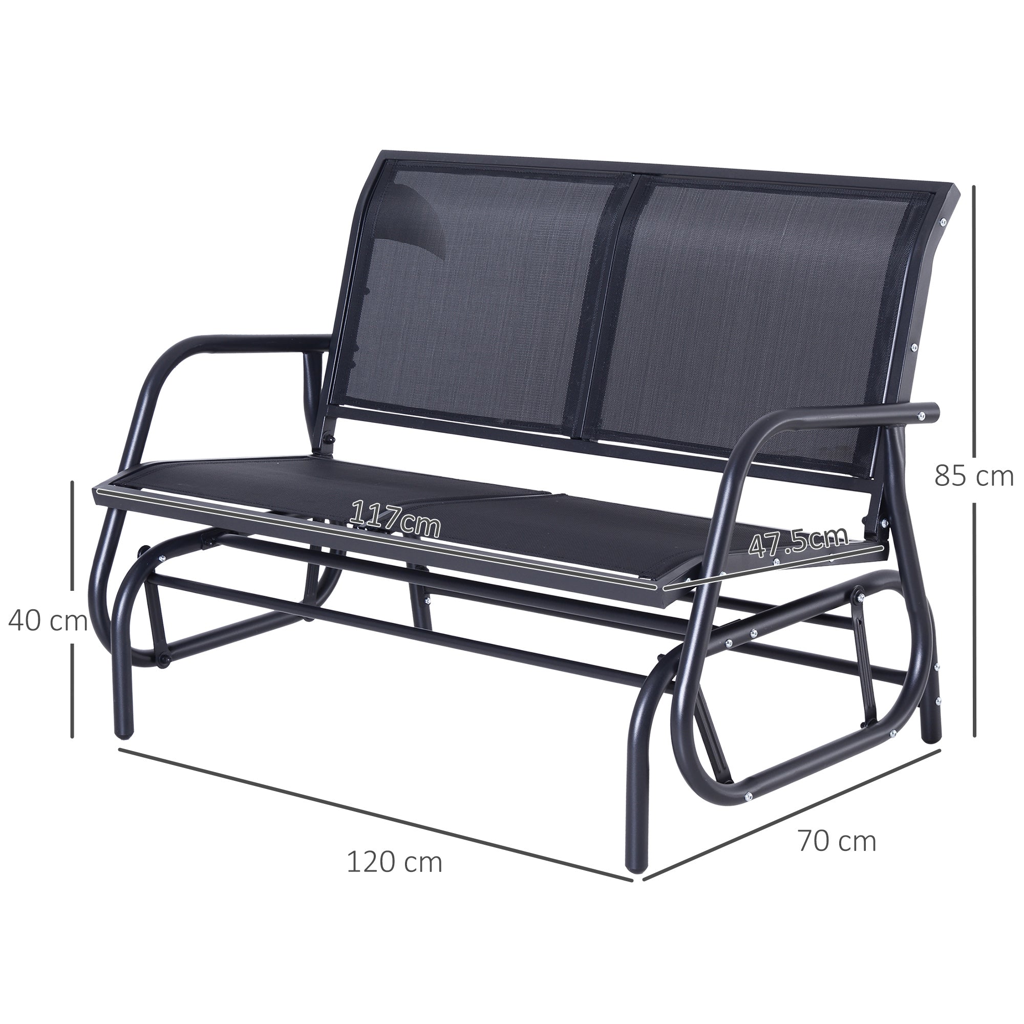 EasyComfort Schommelbank 2-zits met metalen frame 120 × 70 × 88cm