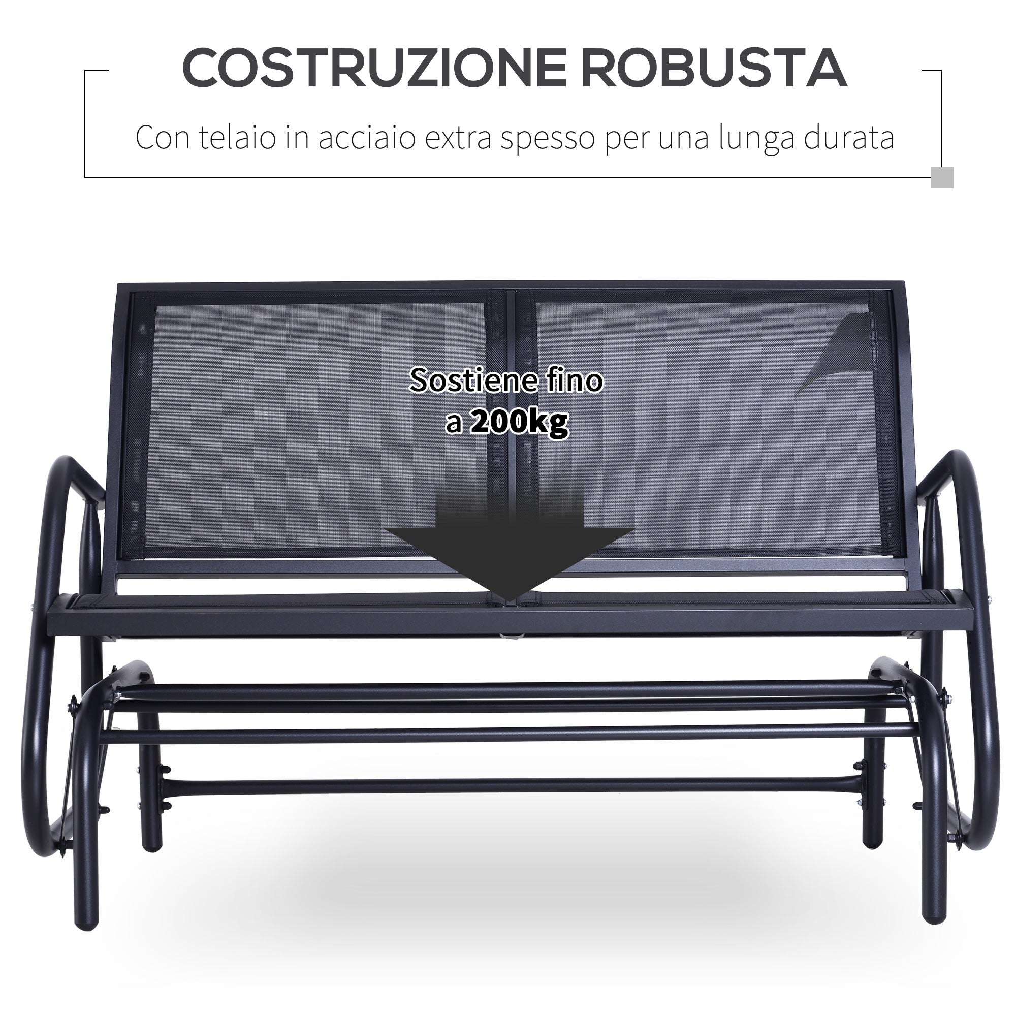 EasyComfort Schommelbank 2-zits met metalen frame 120 × 70 × 88cm