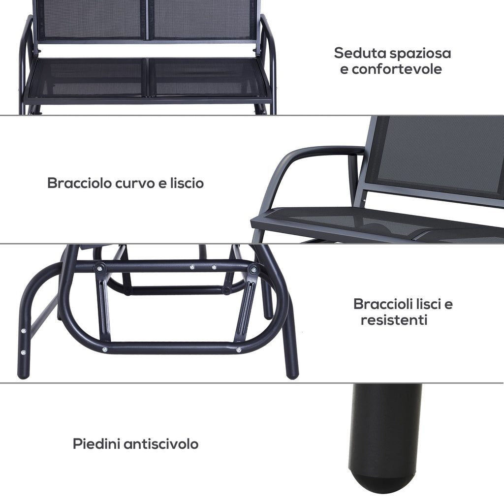 EasyComfort Schommelbank 2-zits met metalen frame 120 × 70 × 88cm