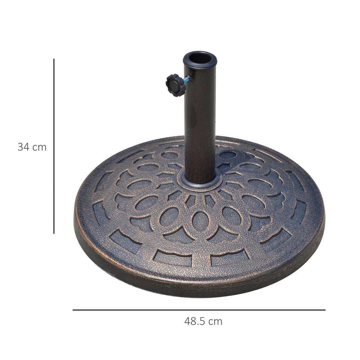EasyComfort Umbrella Base Parasolvoet 12kg, hars Φ48.5x34 cm voor palen 38-48 mm, brons