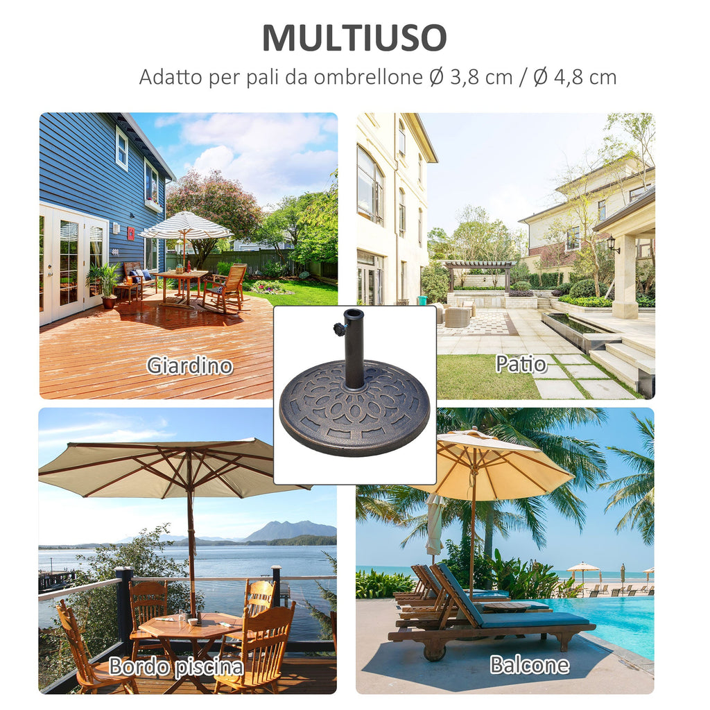 EasyComfort Umbrella Base Parasolvoet 12kg, hars Φ48.5x34 cm voor palen 38-48 mm, brons