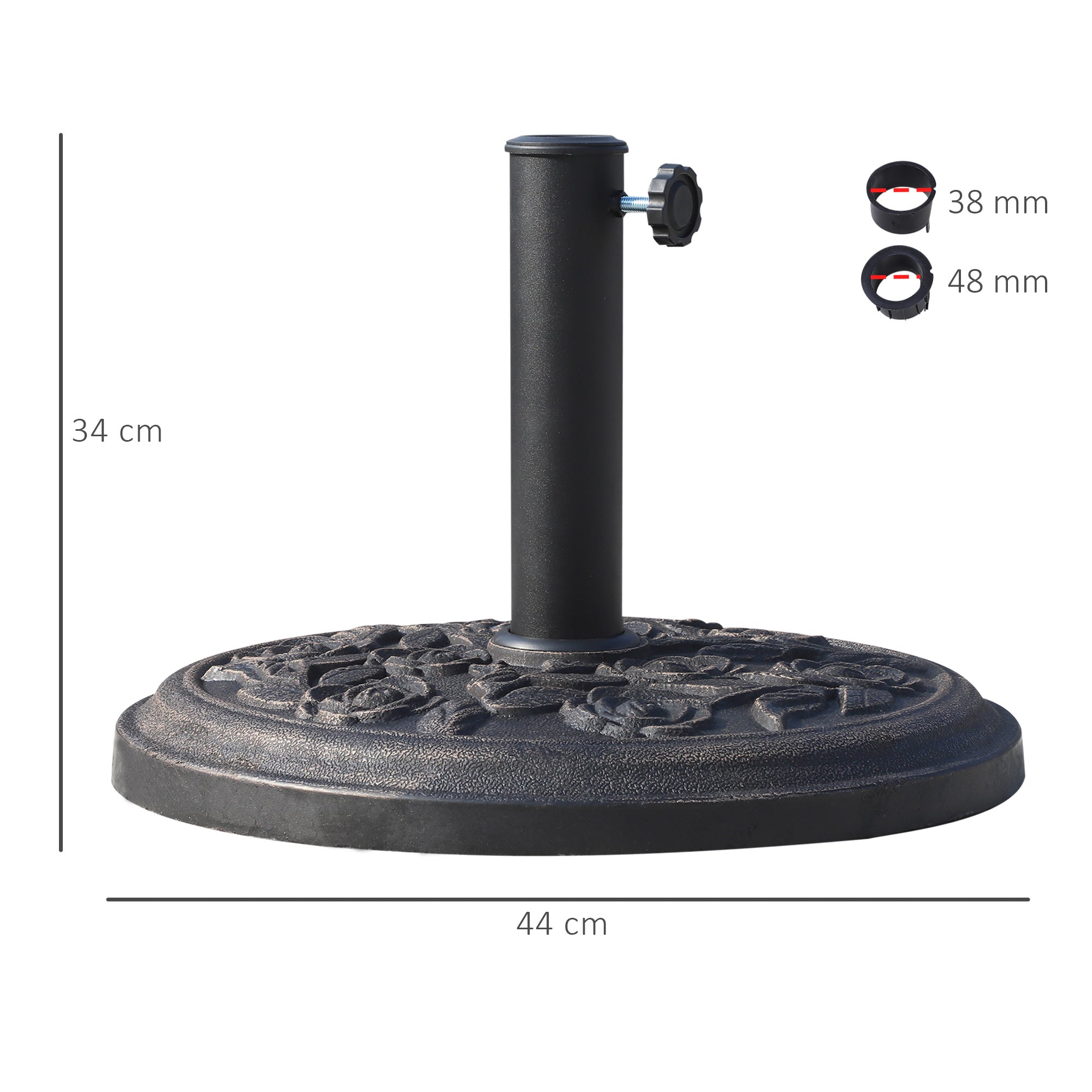 EASYCOMFORT Round Resin Umbrella Base, Brown Φ44x33cm