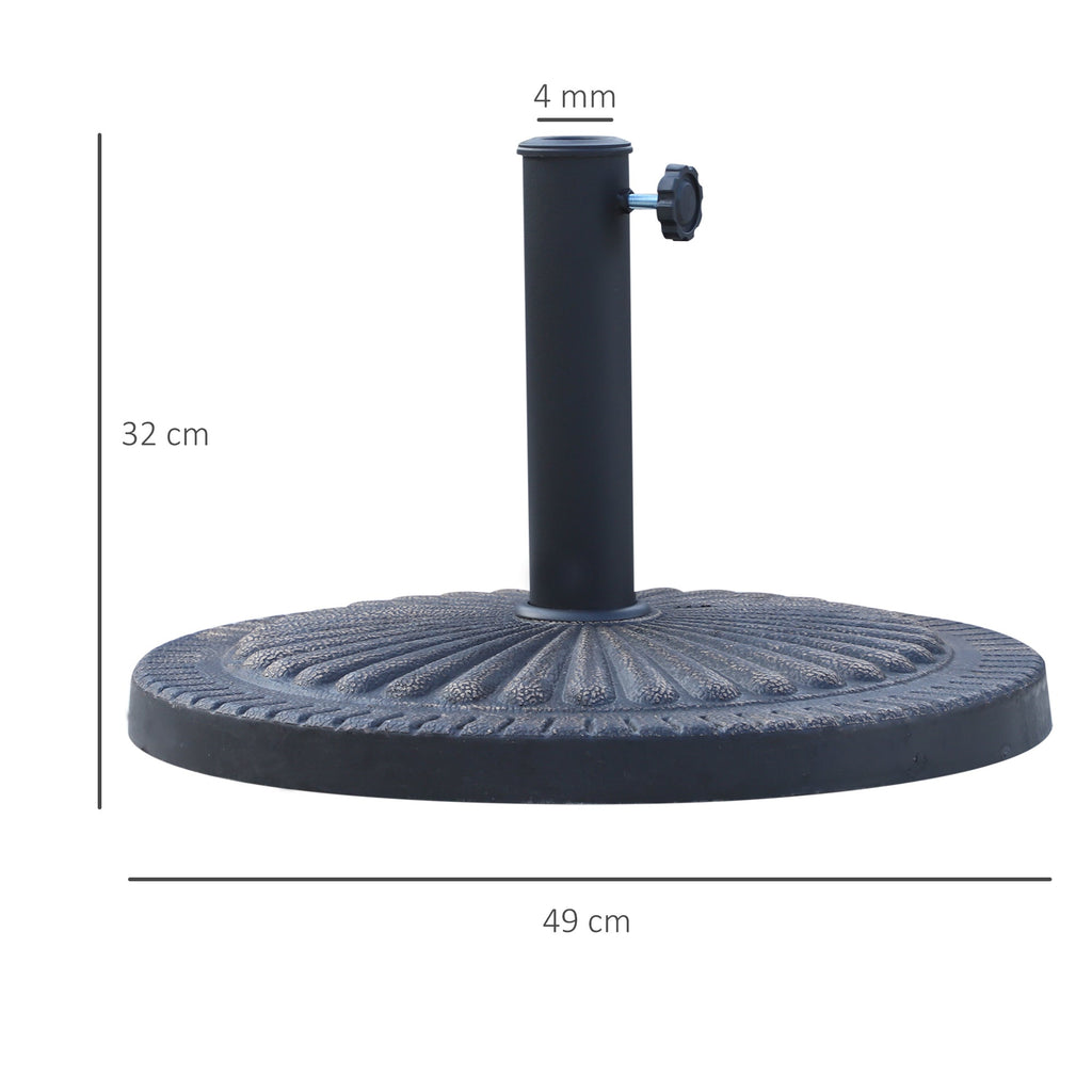 EASYCOMFORT Round Umbrella Base for Poles Ø3.8-4.8cm with Decoration and Knob, Weight 15kg Ø49x32cm