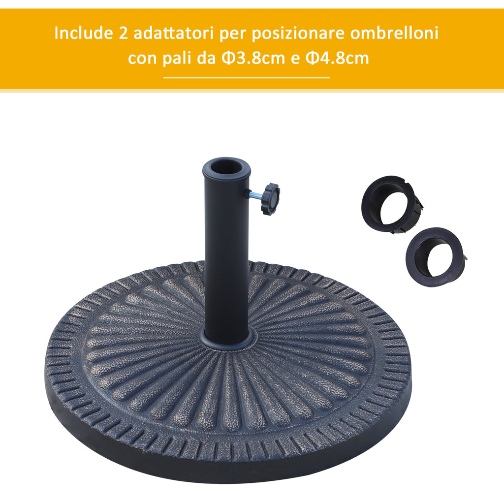 EASYCOMFORT Round Umbrella Base for Poles Ø3.8-4.8cm with Decoration and Knob, Weight 15kg Ø49x32cm