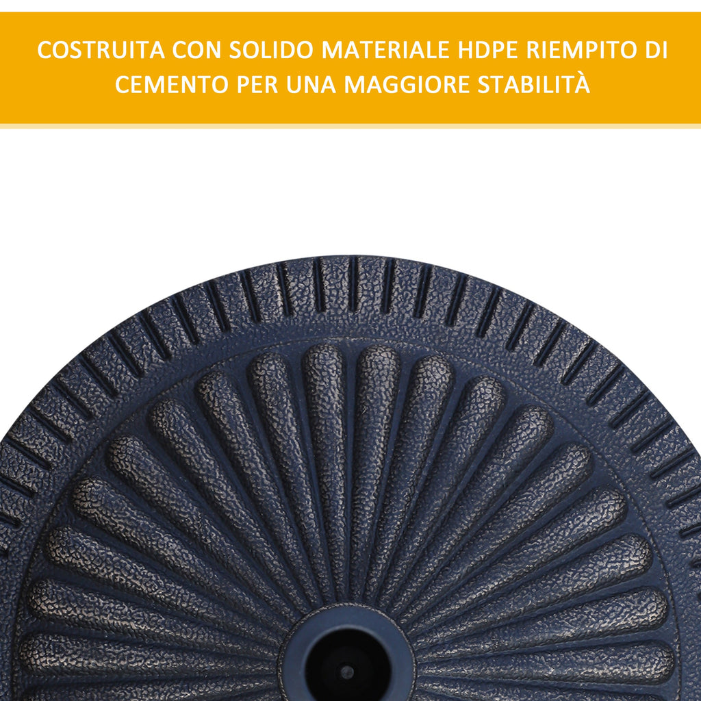 EASYCOMFORT Round Umbrella Base for Poles Ø3.8-4.8cm with Decoration and Knob, Weight 15kg Ø49x32cm