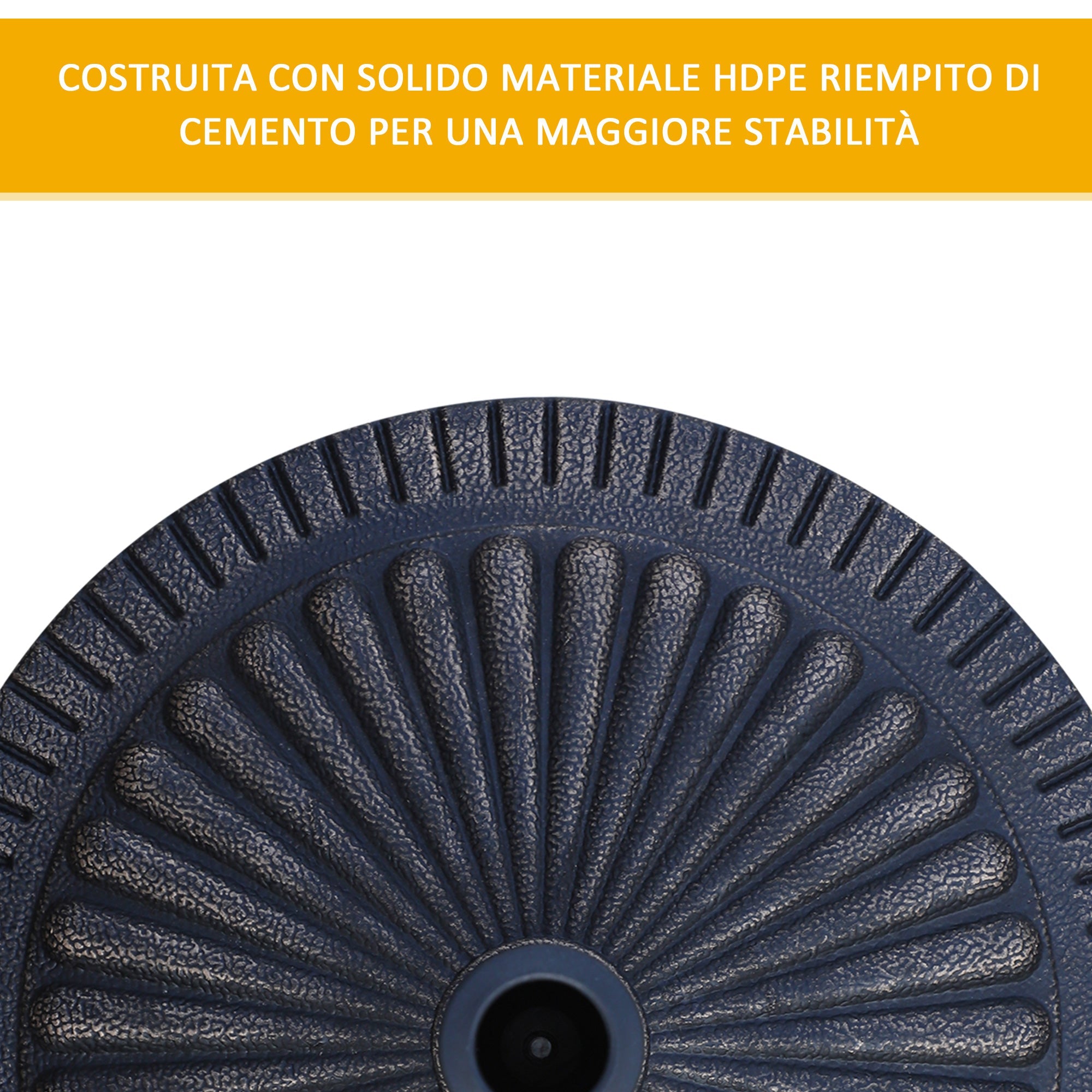 EASYCOMFORT Round Umbrella Base for Poles Ø3.8-4.8cm with Decoration and Knob, Weight 15kg Ø49x32cm