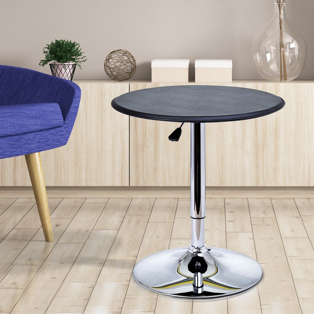 EasyComfort Tavolino da Bar Cromato, Tavolo Rotondo Regolabile in Altezza with Sistema Lift Up, Piano Rotondo Girevole 360° Φ63x67-93cm