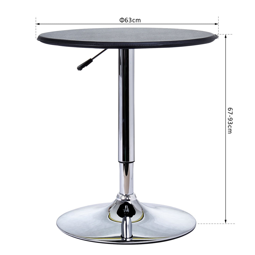 EasyComfort Tavolino da Bar Cromato, Tavolo Rotondo Regolabile in Altezza with Sistema Lift Up, Piano Rotondo Girevole 360° Φ63x67-93cm