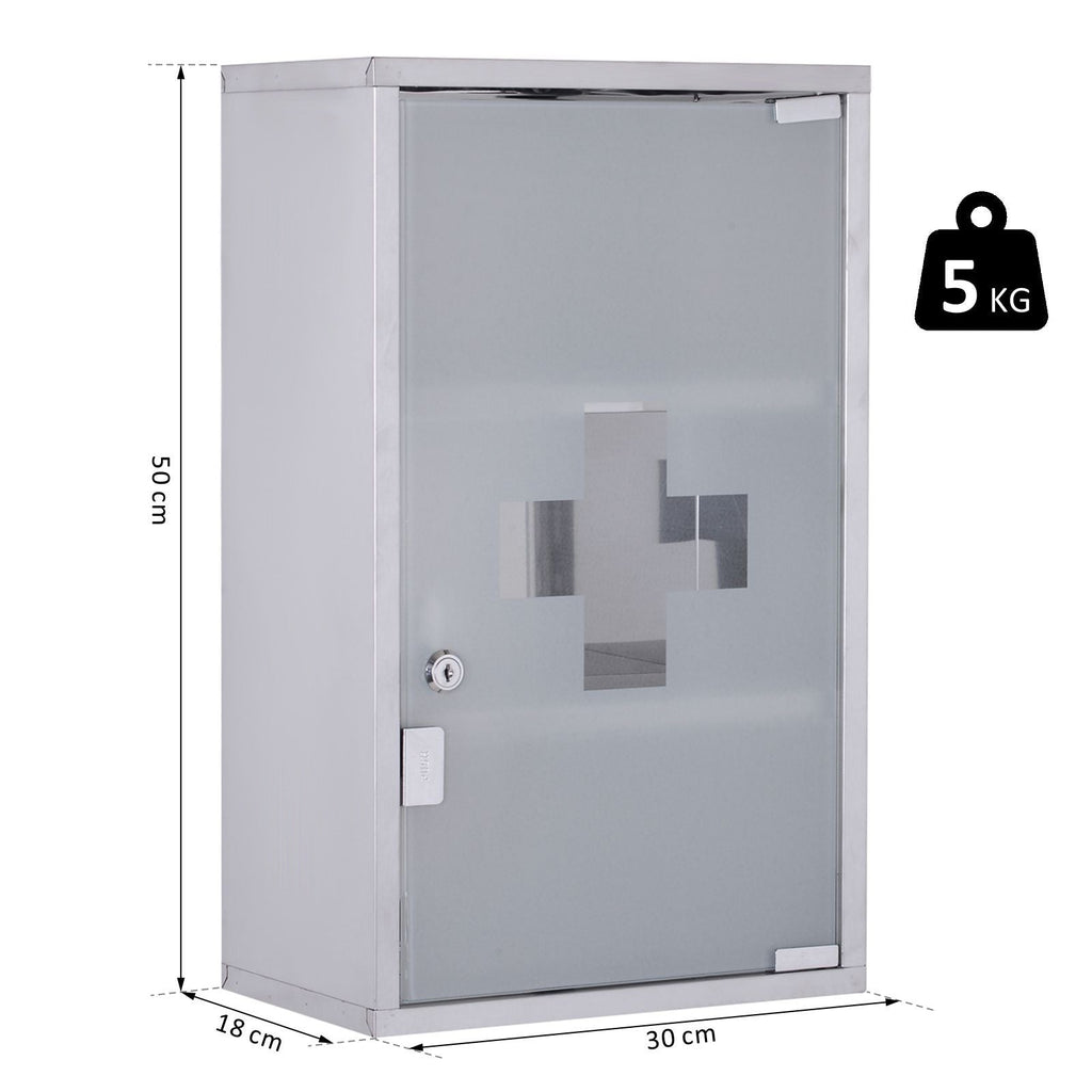 Easycomfort Armadietto medicinali 50x30x18cm Cassetta mobile bagno primo soccorso in acciaio inox with serratura
