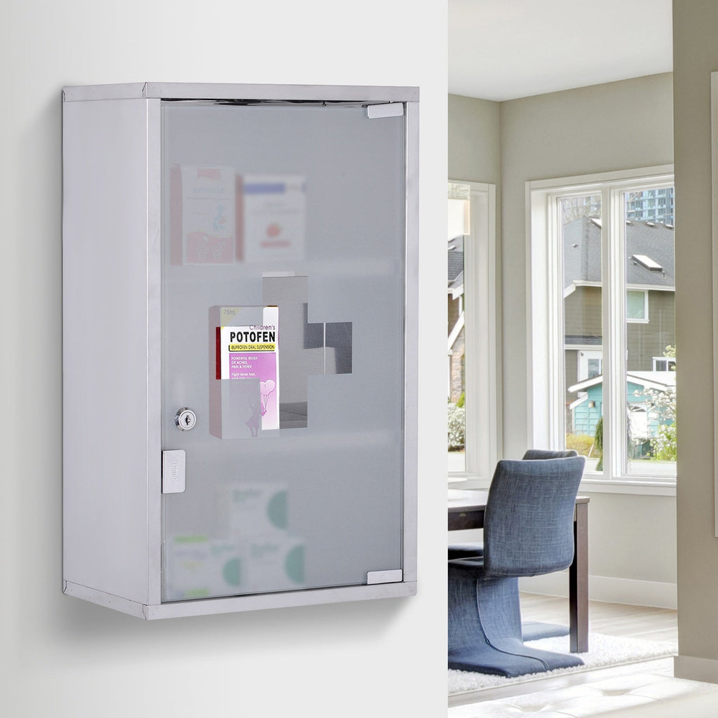 Easycomfort Armadietto medicinali 50x30x18cm Cassetta mobile bagno primo soccorso in acciaio inox with serratura
