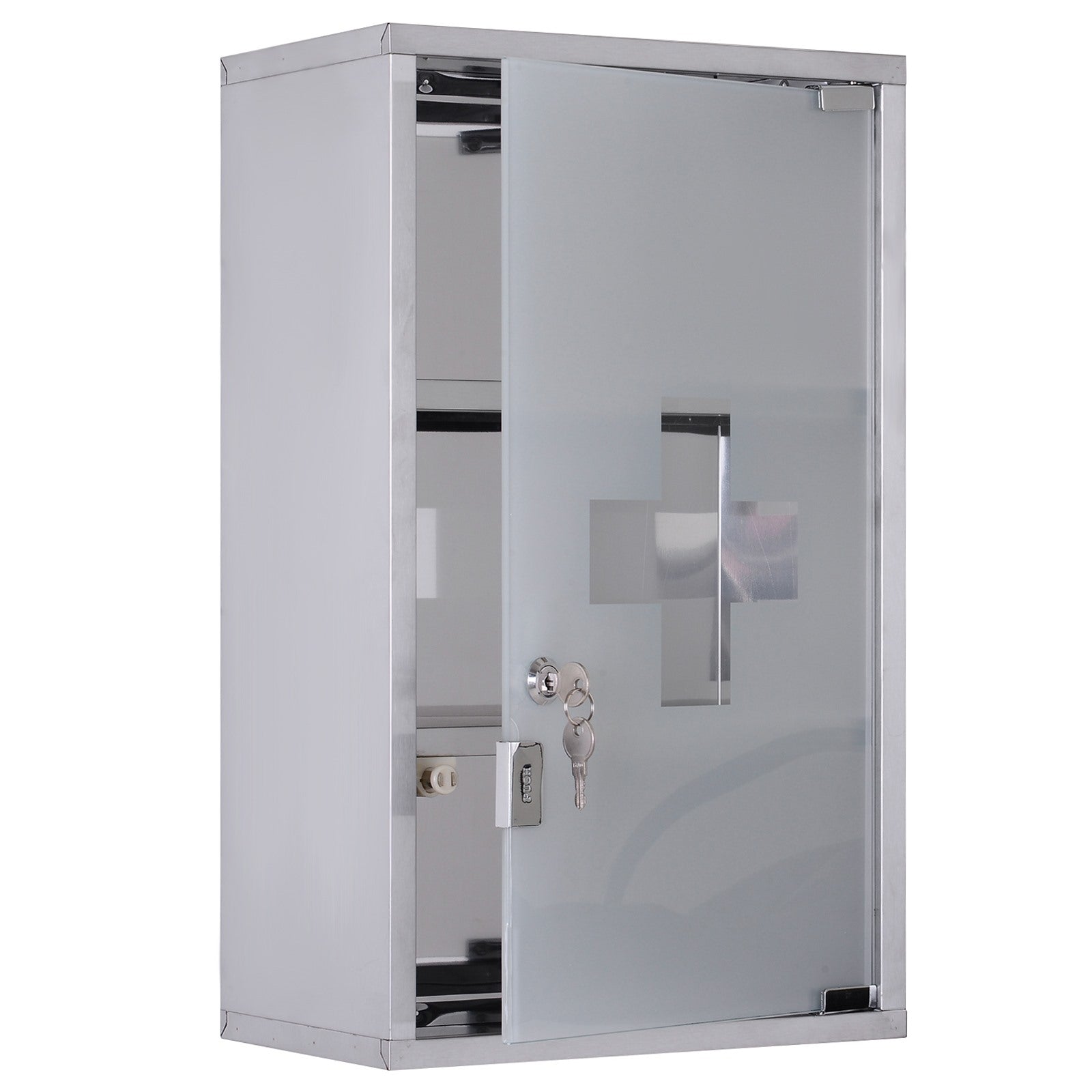 Easycomfort Armadietto medicinali 50x30x18cm Cassetta mobile bagno primo soccorso in acciaio inox with serratura