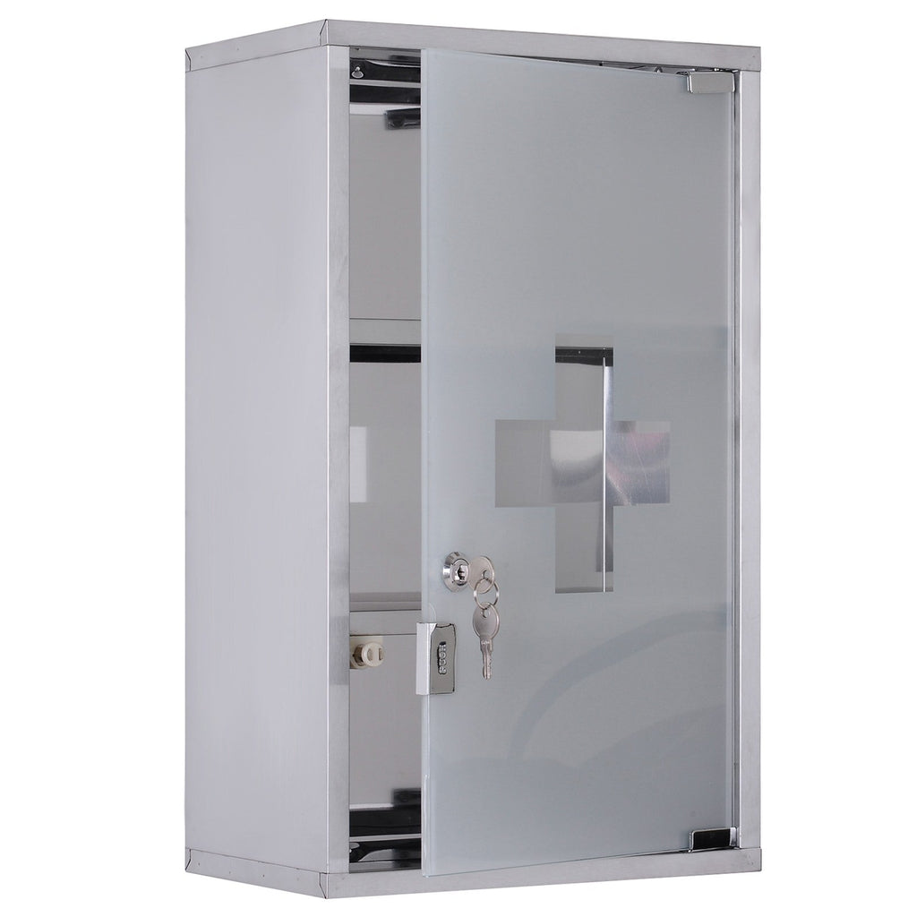 Easycomfort Armadietto medicinali 50x30x18cm Cassetta mobile bagno primo soccorso in acciaio inox with serratura