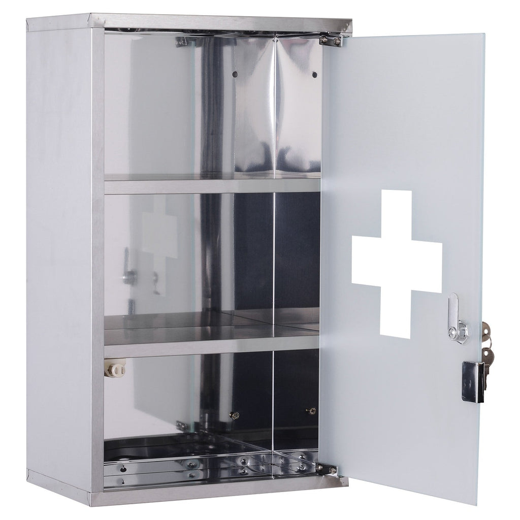 Easycomfort Armadietto medicinali 50x30x18cm Cassetta mobile bagno primo soccorso in acciaio inox with serratura