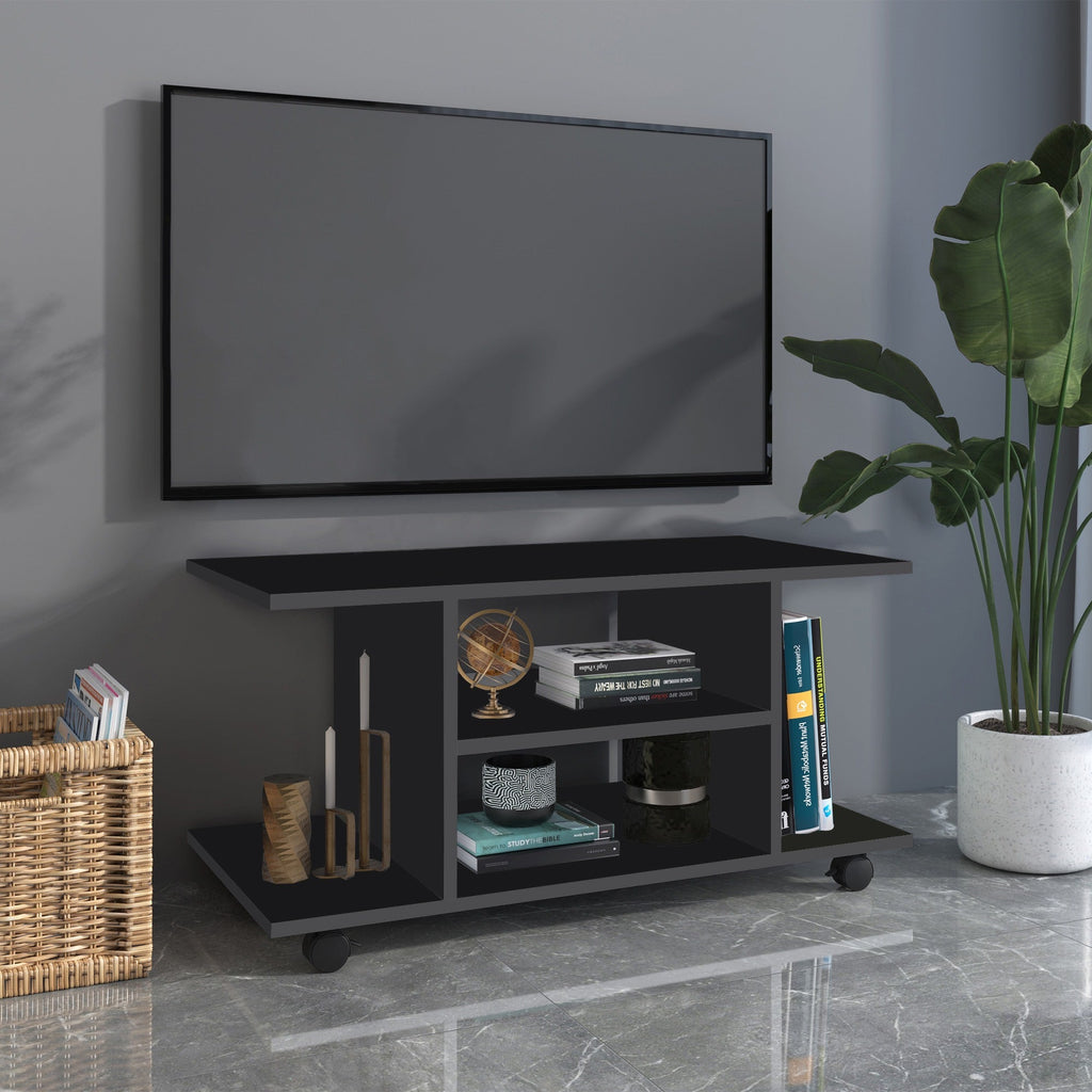Easycomfort Mobile TV Moderno with Ruote, Mobiletto TV in Legno, 80 × 40 × 40cm black
