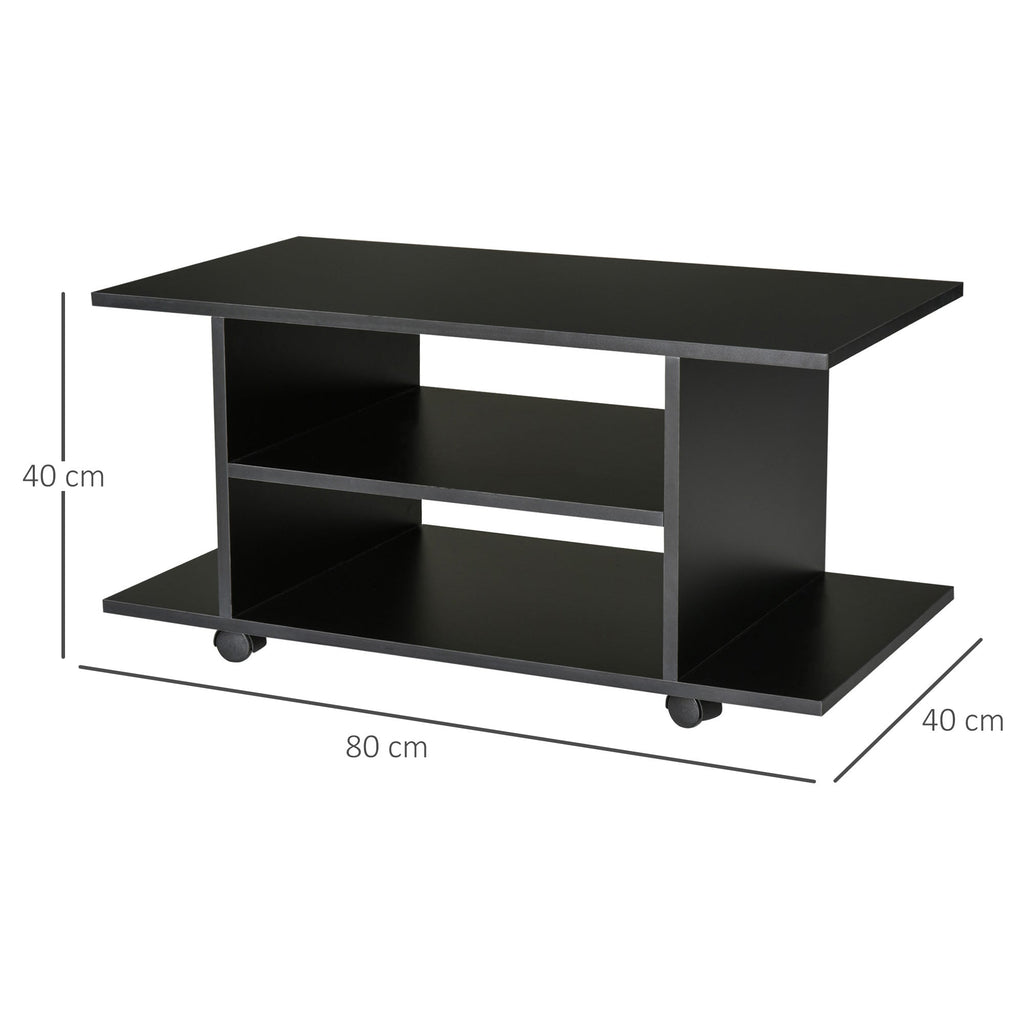 Easycomfort Mobile TV Moderno with Ruote, Mobiletto TV in Legno, 80 × 40 × 40cm black