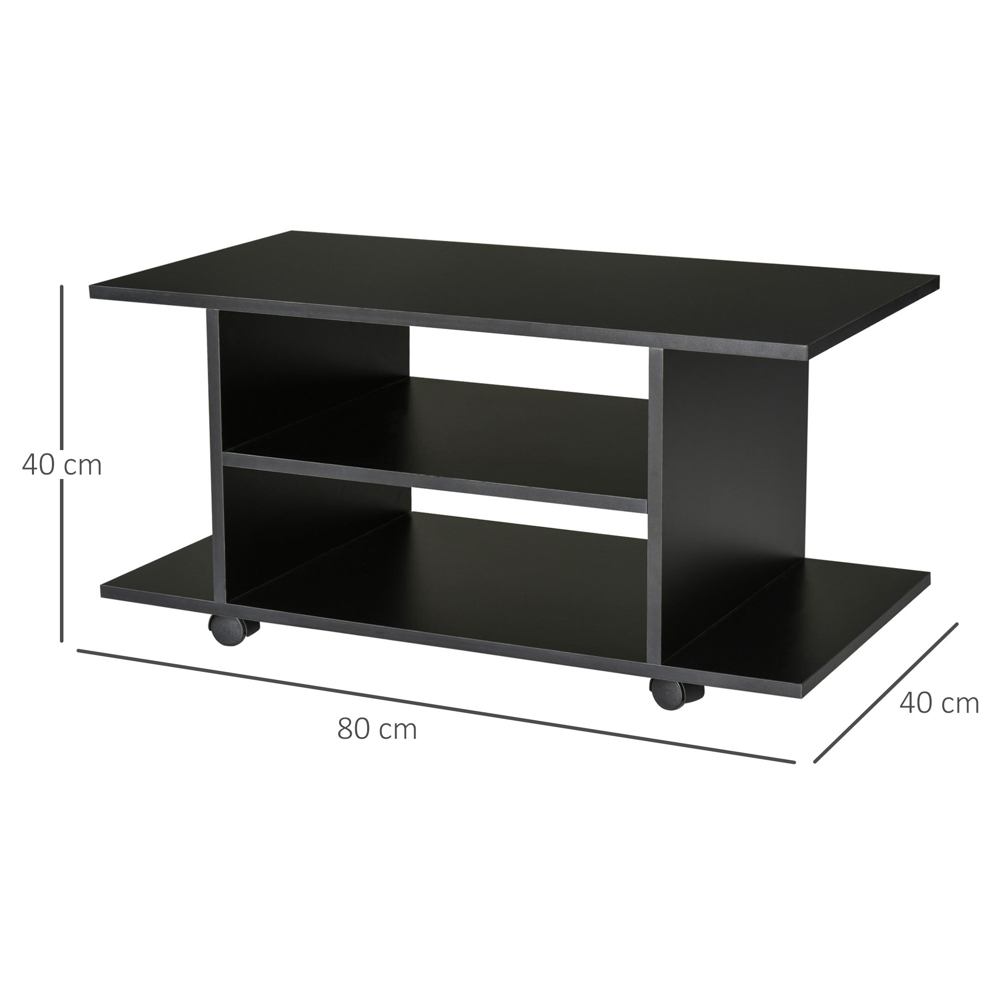 Easycomfort Mobile TV Moderno with Ruote, Mobiletto TV in Legno, 80 × 40 × 40cm black