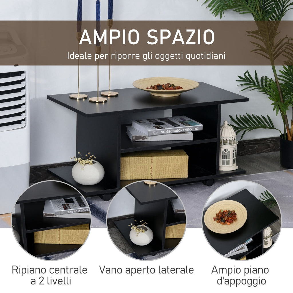 Easycomfort Mobile TV Moderno with Ruote, Mobiletto TV in Legno, 80 × 40 × 40cm black