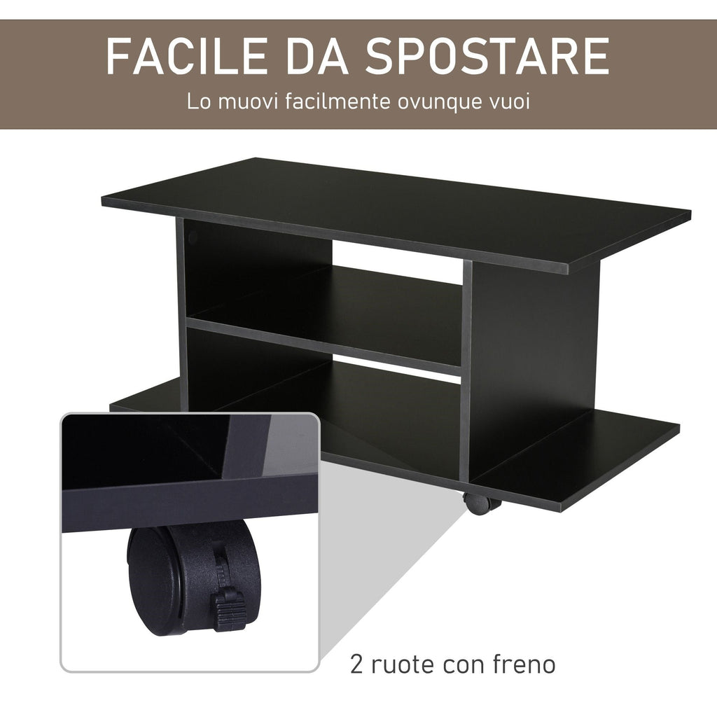 Easycomfort Mobile TV Moderno with Ruote, Mobiletto TV in Legno, 80 × 40 × 40cm black
