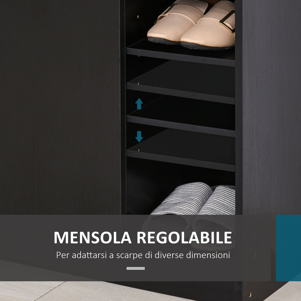 Easycomfort Armadio Scarpiera Salvaspazio Regolabile, Scarpiera Moderna in Legno per 12 Paia di Scarpe with 4 Ripiani Aperti, 83x30x90 cm, black