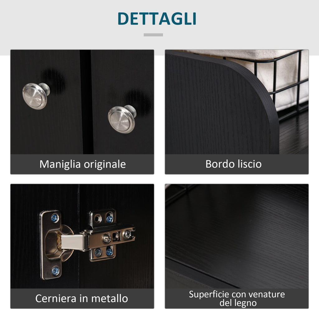 Easycomfort Armadio Scarpiera Salvaspazio Regolabile, Scarpiera Moderna in Legno per 12 Paia di Scarpe with 4 Ripiani Aperti, 83x30x90 cm, black
