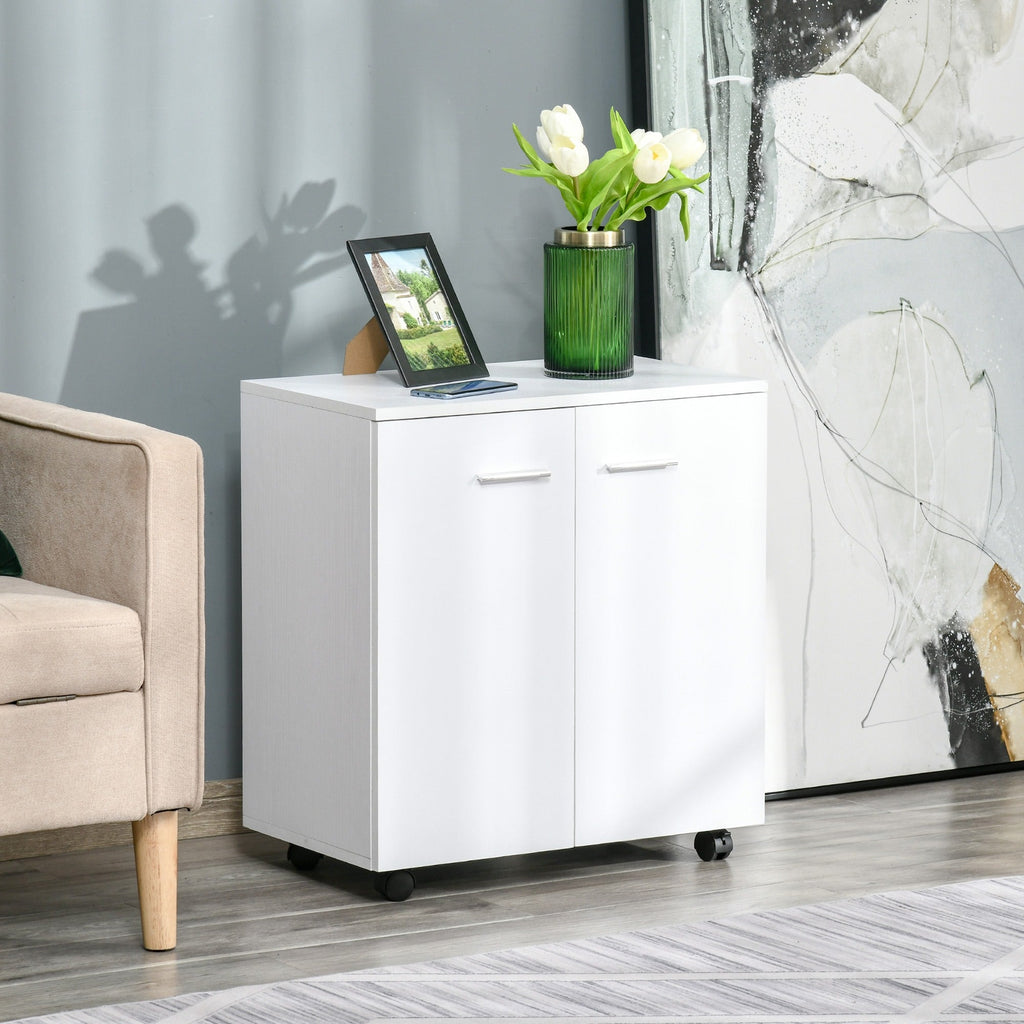 Easycomfort Mobile porta TV in legno with Ruote e 2 ante Console Cassettiera 60x35x65cm (white Violaceo