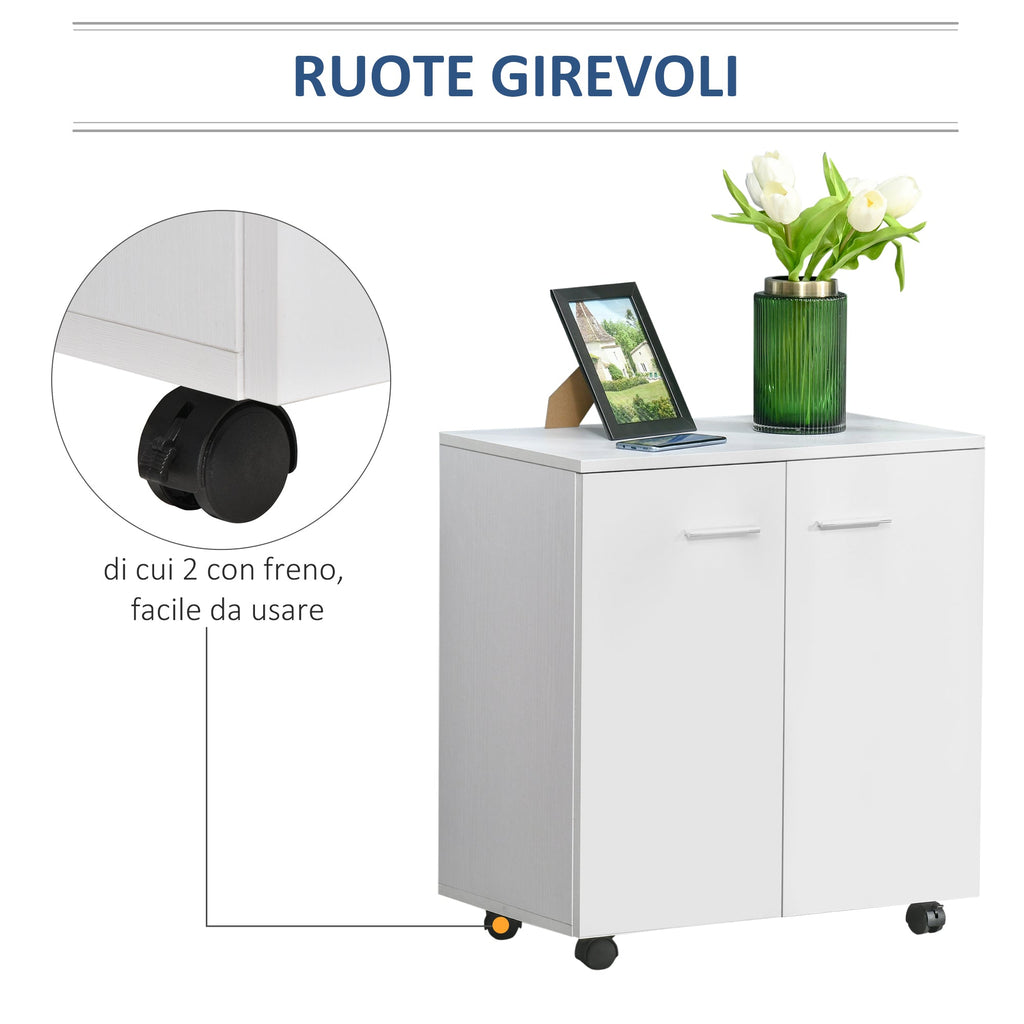 Easycomfort Mobile porta TV in legno with Ruote e 2 ante Console Cassettiera 60x35x65cm (white Violaceo