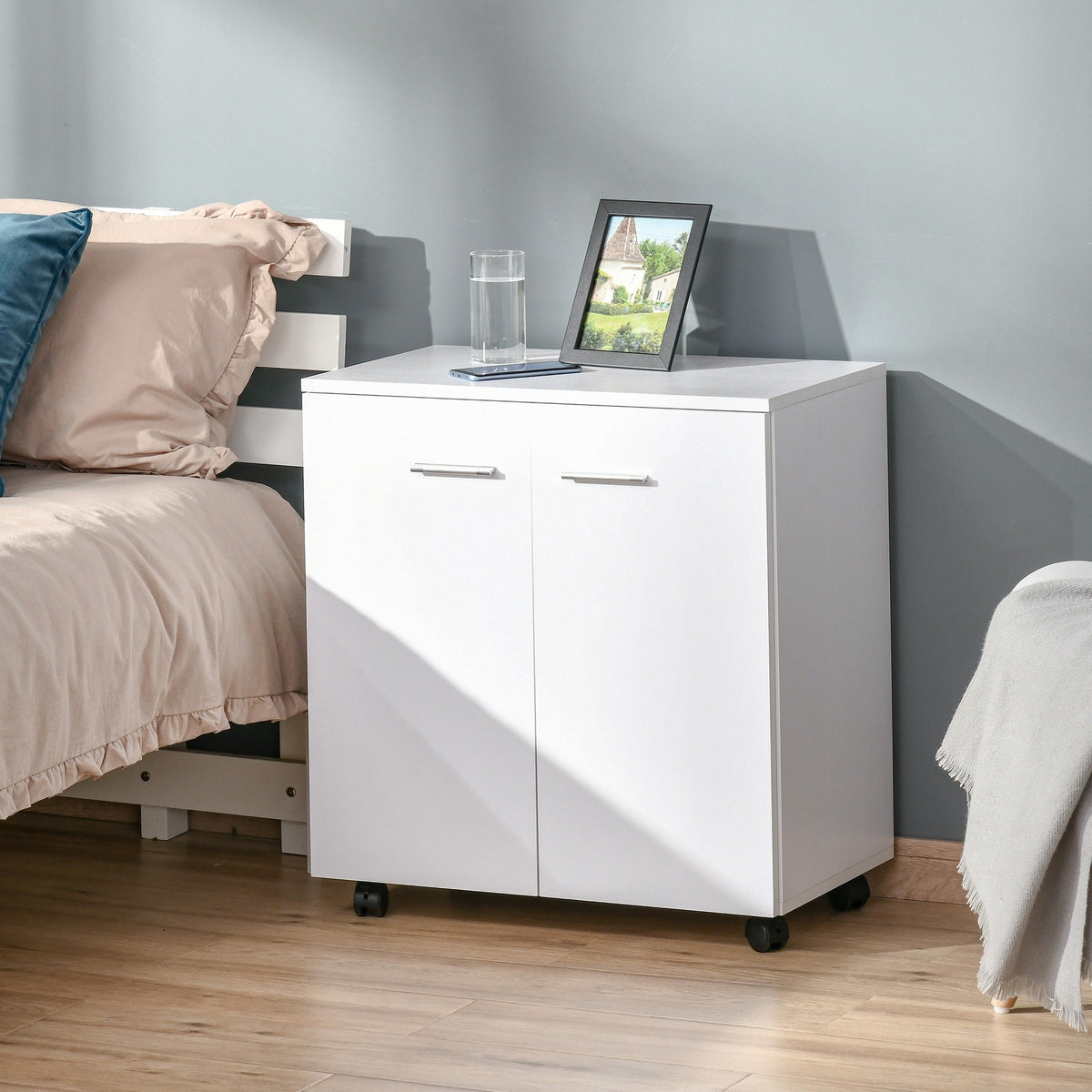 EasyComfort TV-meubel op wielen met 2 deuren 60x35x65 cm wit/violet