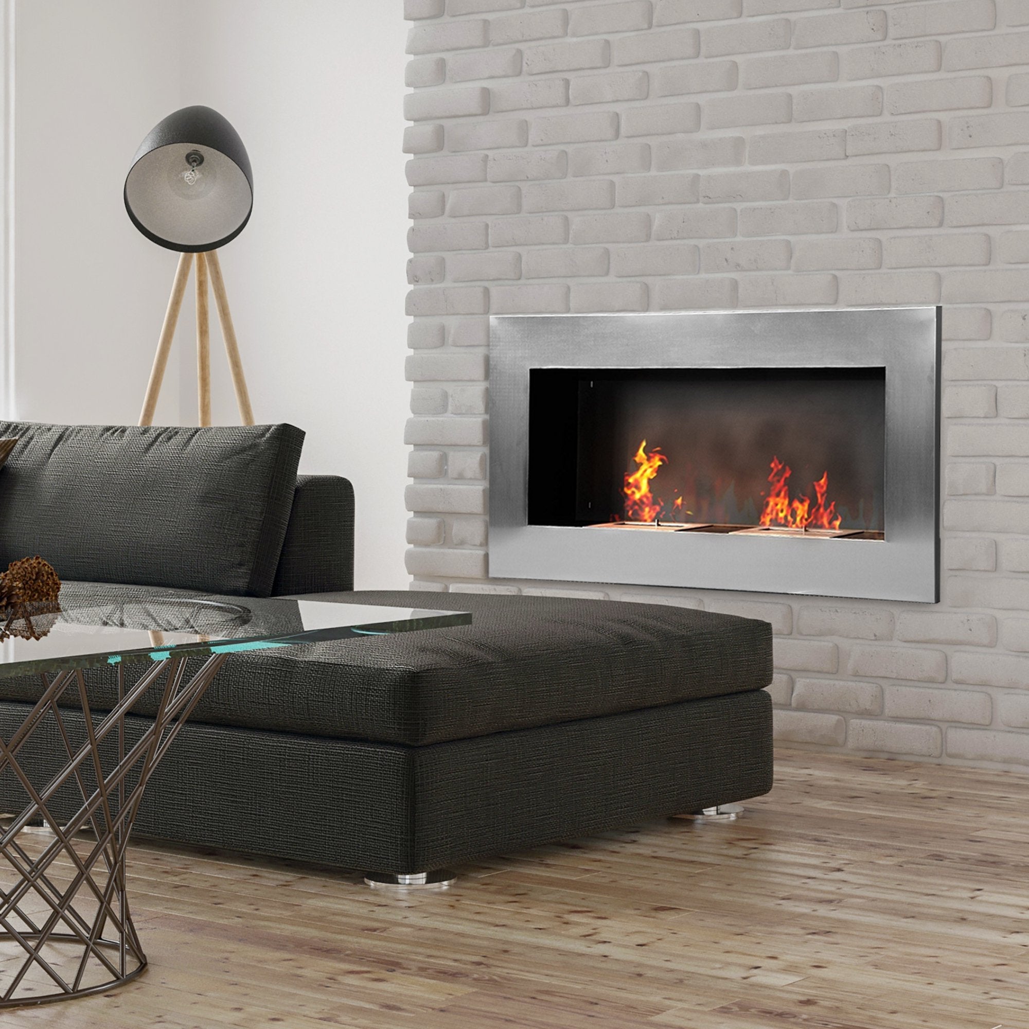 EasyComfort bio-ethanol haard wandmodel met 2 branders 110 x 54 x 14 cm