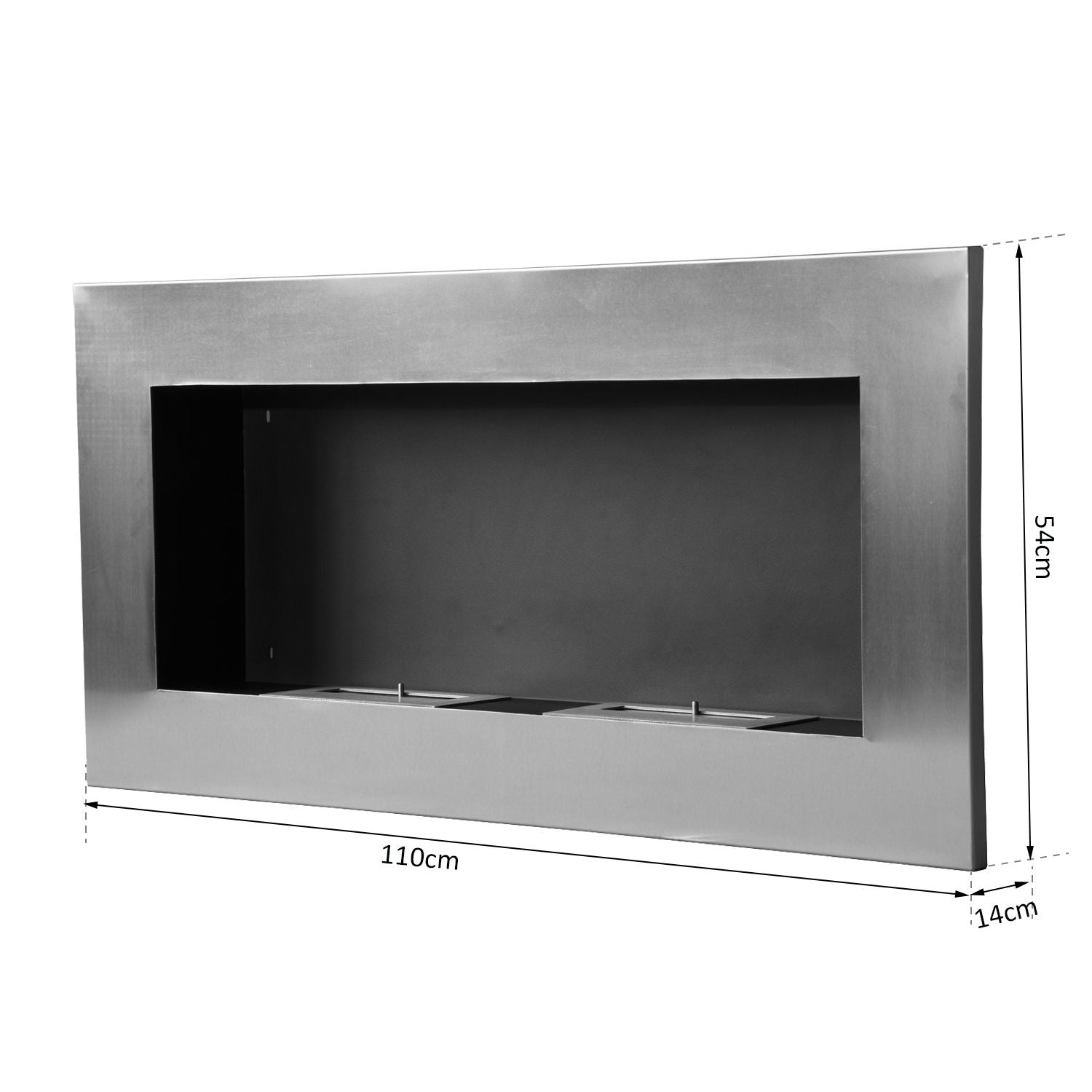 EasyComfort bio-ethanol haard wandmodel met 2 branders 110 x 54 x 14 cm