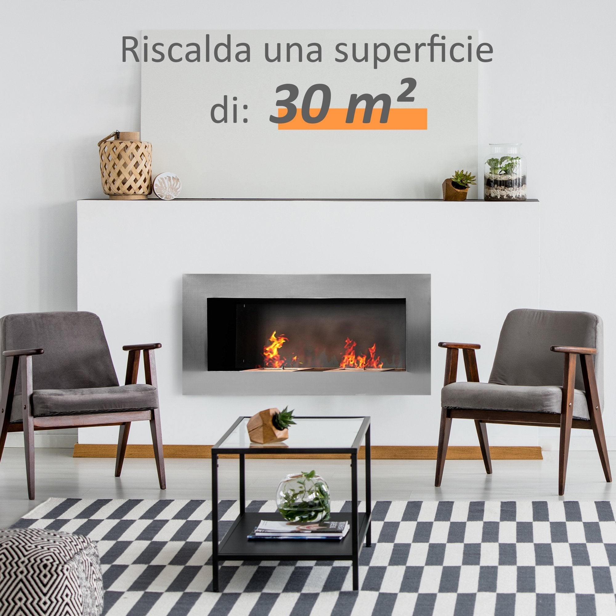 EasyComfort bio-ethanol haard wandmodel met 2 branders 110 x 54 x 14 cm
