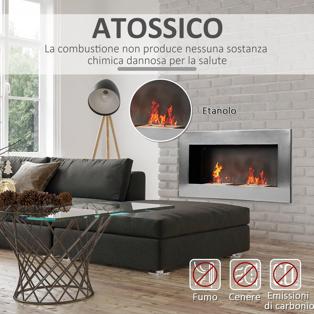 EasyComfort bio-ethanol haard wandmodel met 2 branders 110 x 54 x 14 cm