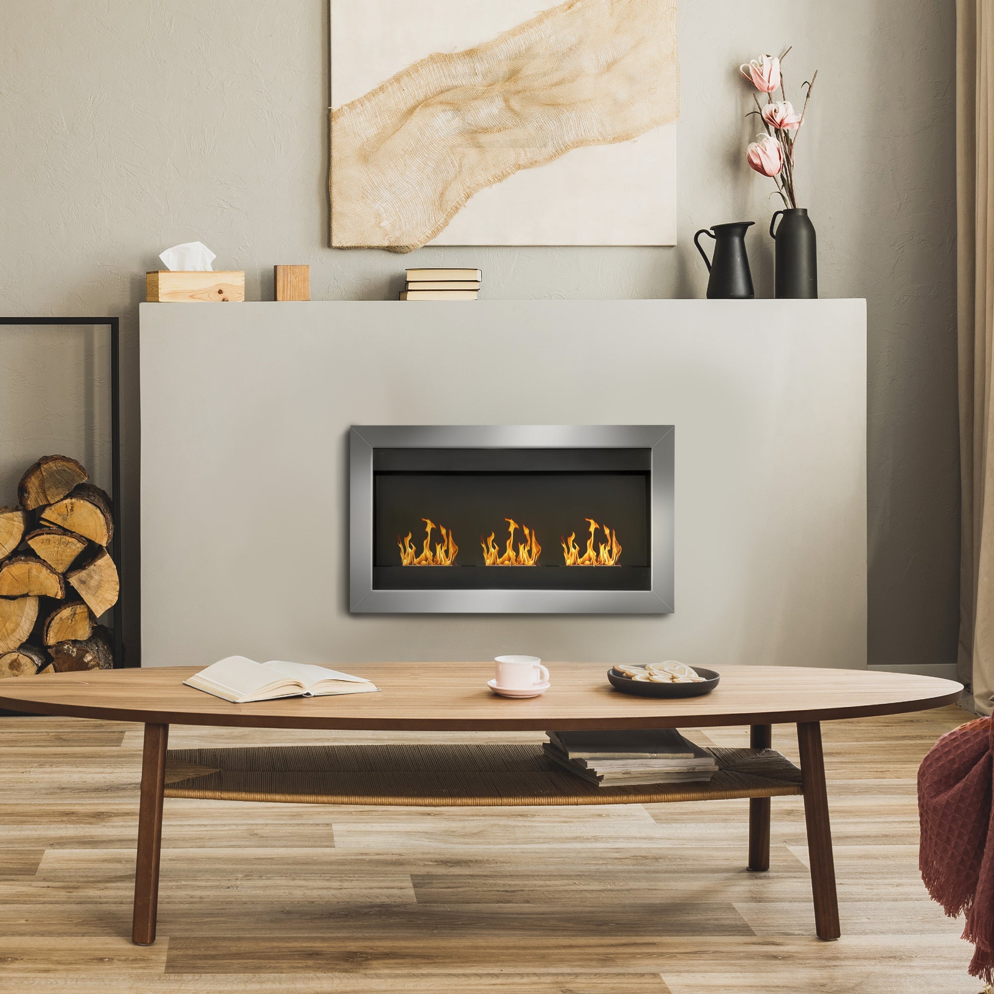 EasyComfort bio-ethanol wandhaard 3 branders 110 x 63 x 16cm