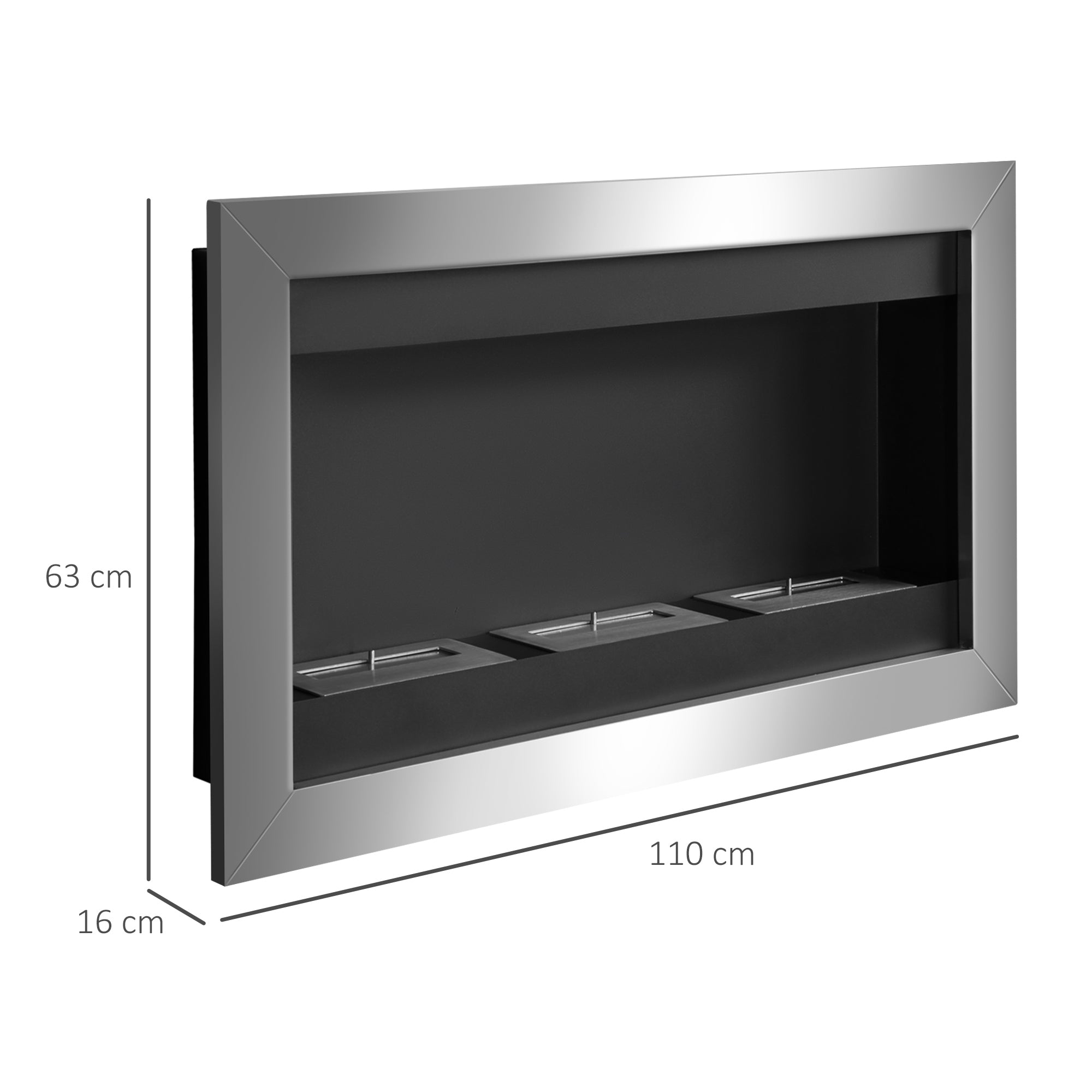 EasyComfort bio-ethanol wandhaard 3 branders 110 x 63 x 16cm