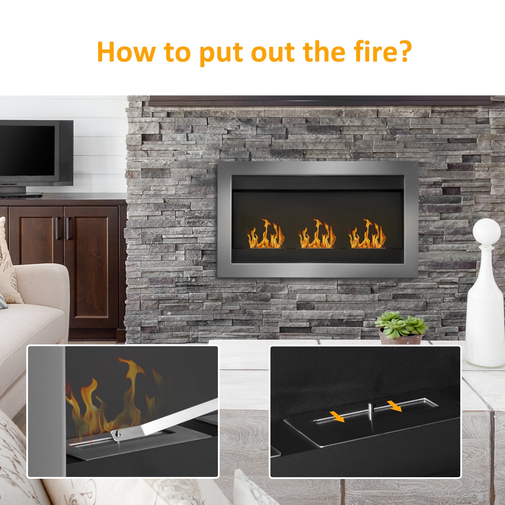 EasyComfort bio-ethanol wandhaard 3 branders 110 x 63 x 16cm