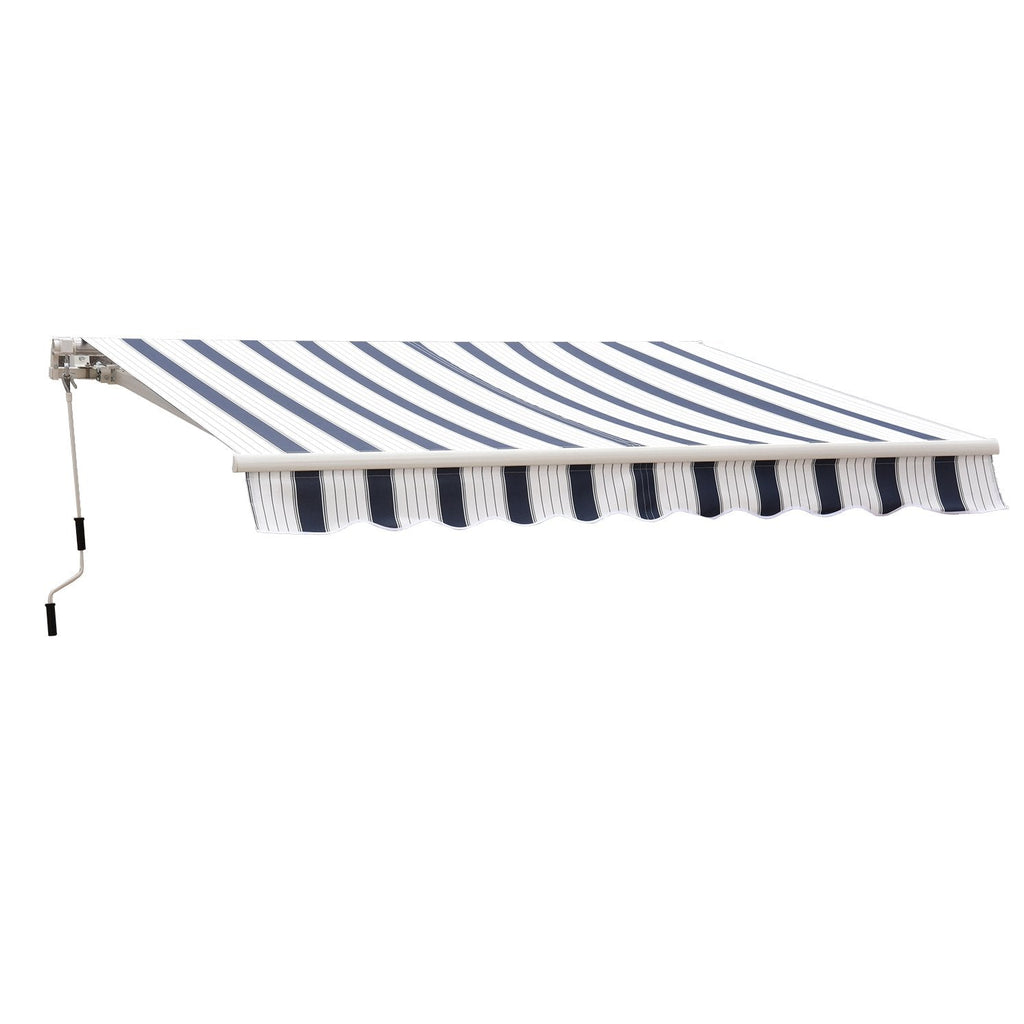 EASYCOMFORT Awning with Arms 2.5x2m Manual Roller in Aluminum and Blue and White Polyester