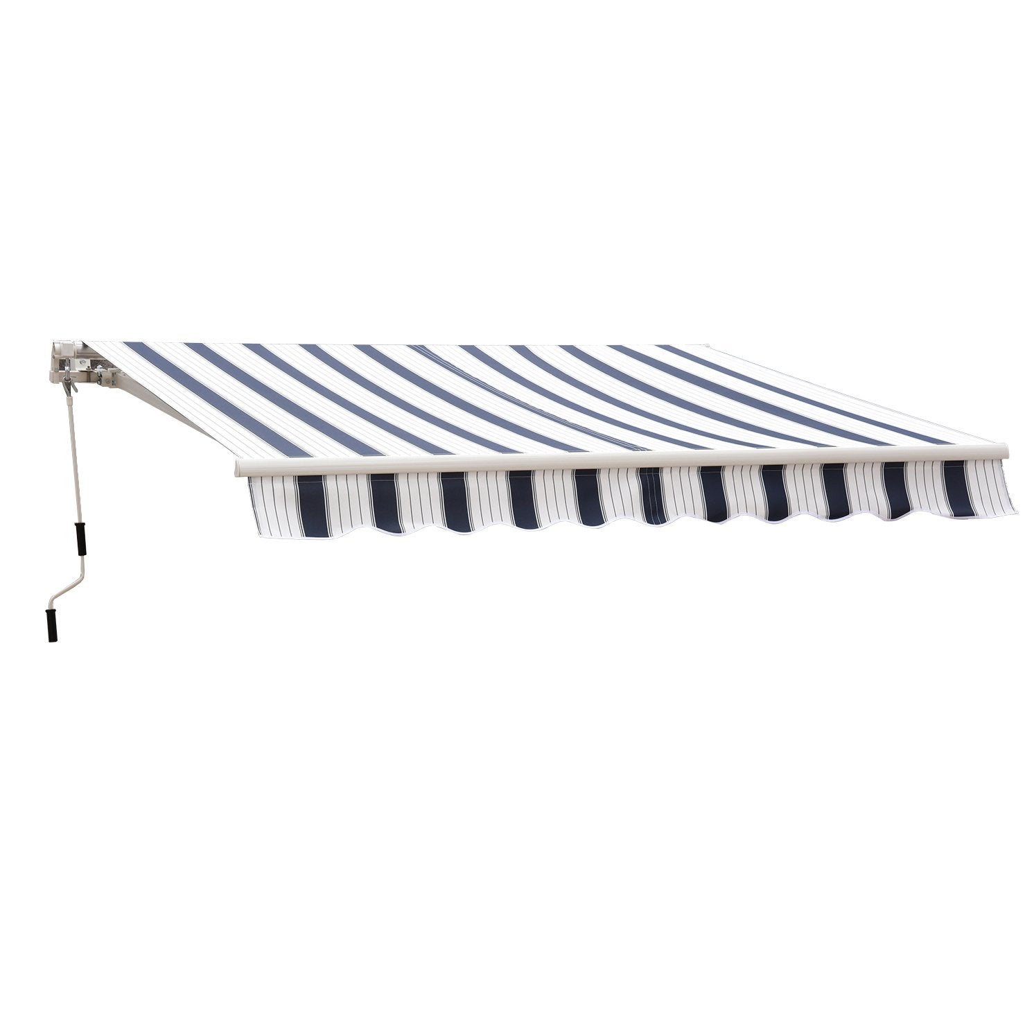 EASYCOMFORT Awning with Arms 2.5x2m Manual Roller in Aluminum and Blue and White Polyester