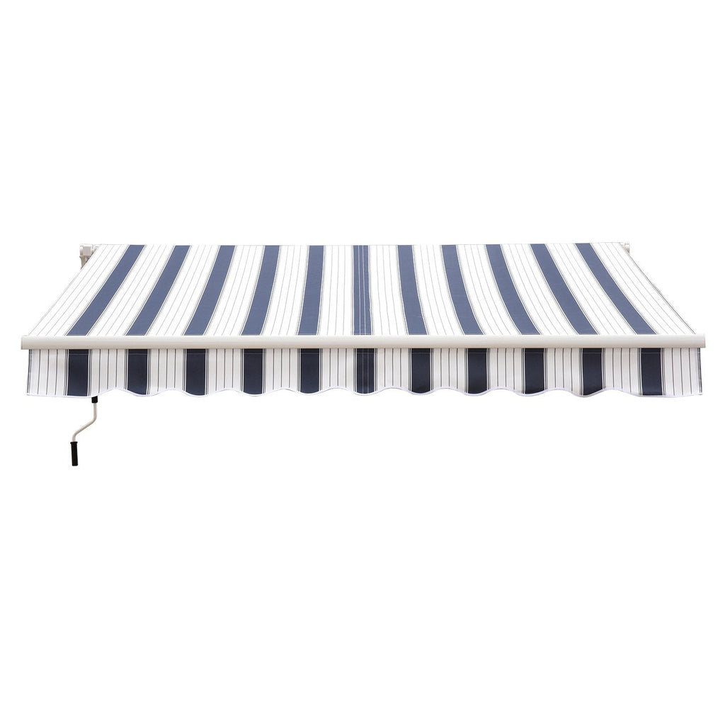 EASYCOMFORT Awning with Arms 2.5x2m Manual Roller in Aluminum and Blue and White Polyester