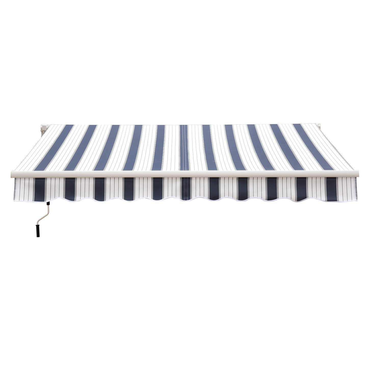 EASYCOMFORT Awning with Arms 2.5x2m Manual Roller in Aluminum and Blue and White Polyester