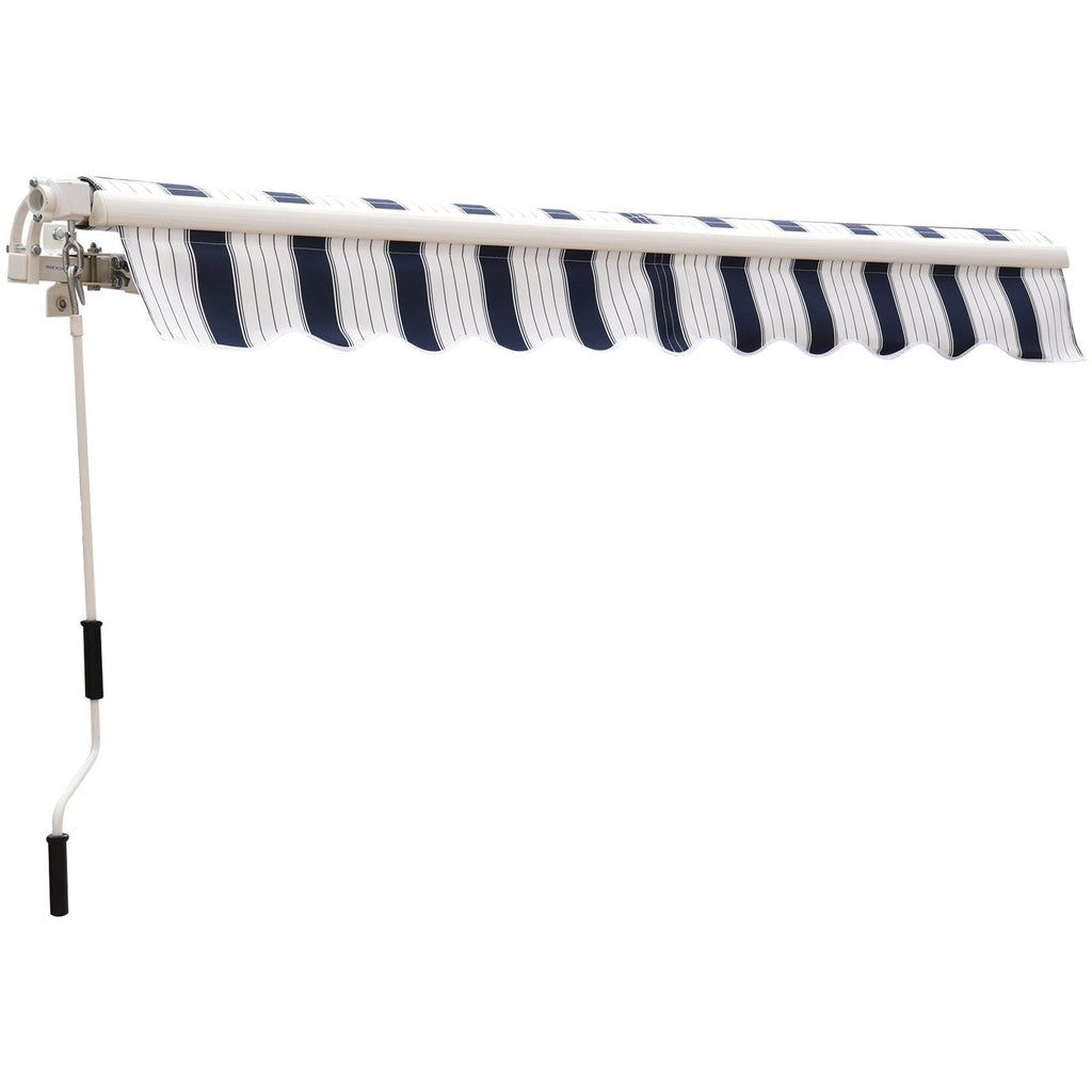 EASYCOMFORT Awning with Arms 2.5x2m Manual Roller in Aluminum and Blue and White Polyester
