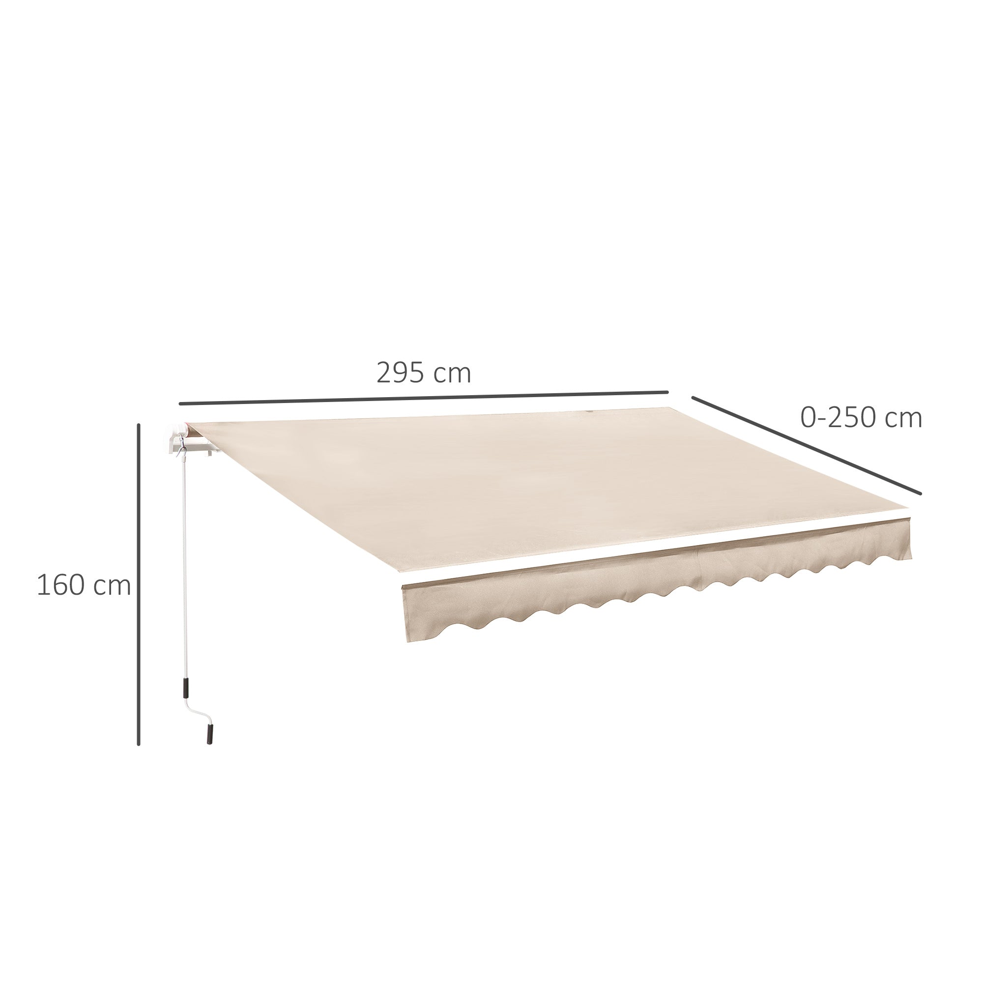 EASYCOMFORT Outdoor Awning with Arms with Crank, Metal and Polyester, 3x2.5m Beige