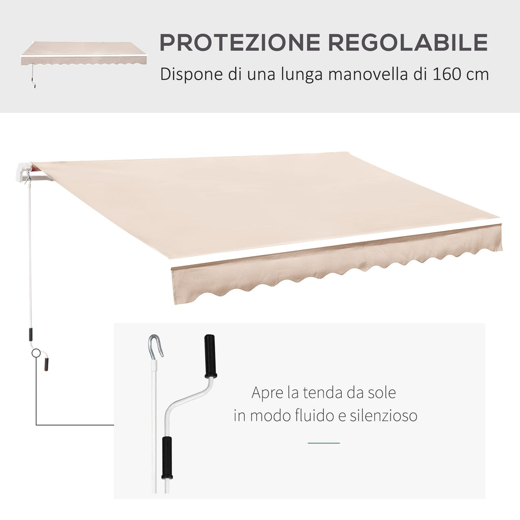 EASYCOMFORT Outdoor Awning with Arms with Crank, Metal and Polyester, 3x2.5m Beige