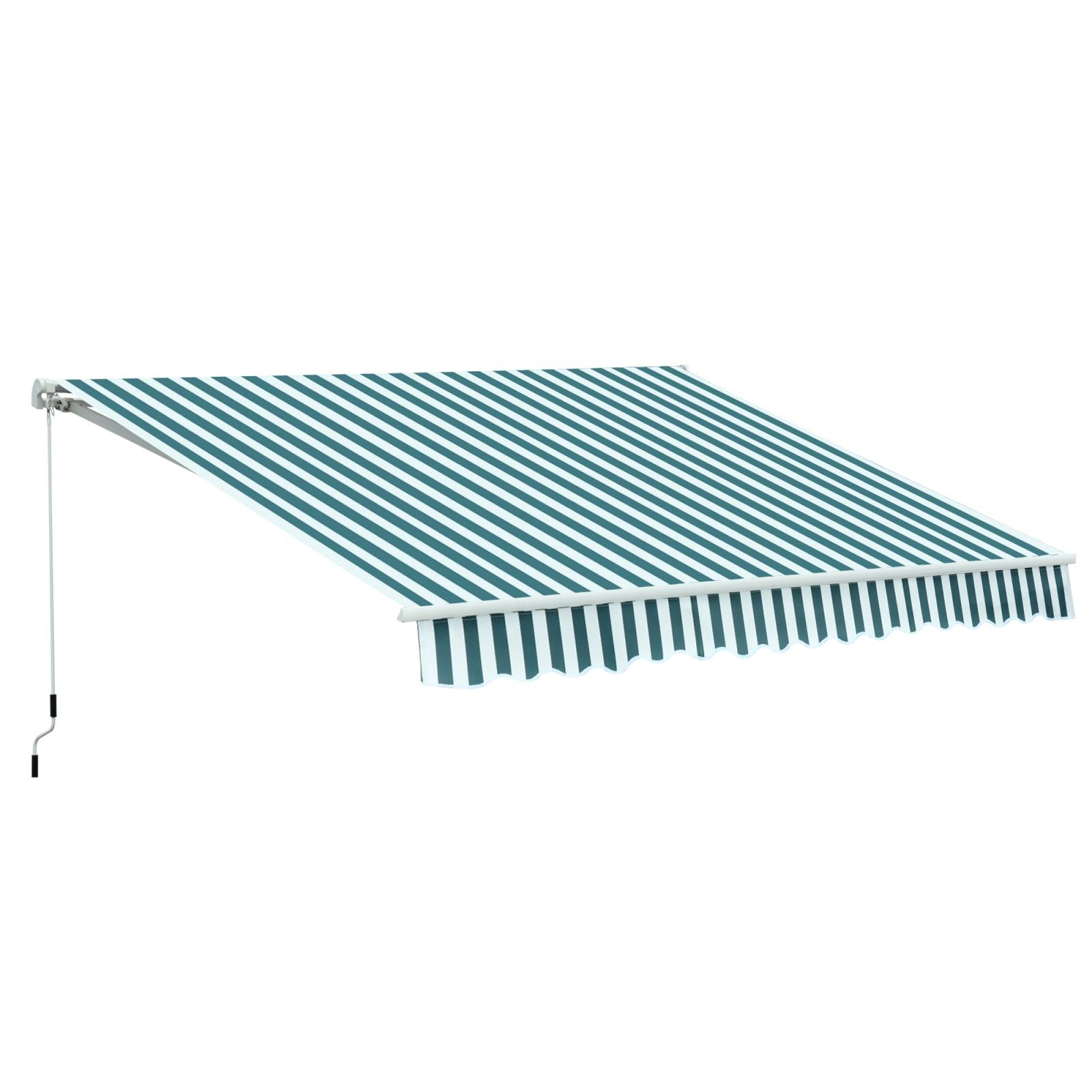 EASYCOMFORT Outdoor Awning Adjustment with Crank, Metal and Polyester, 295x250cm Green and White