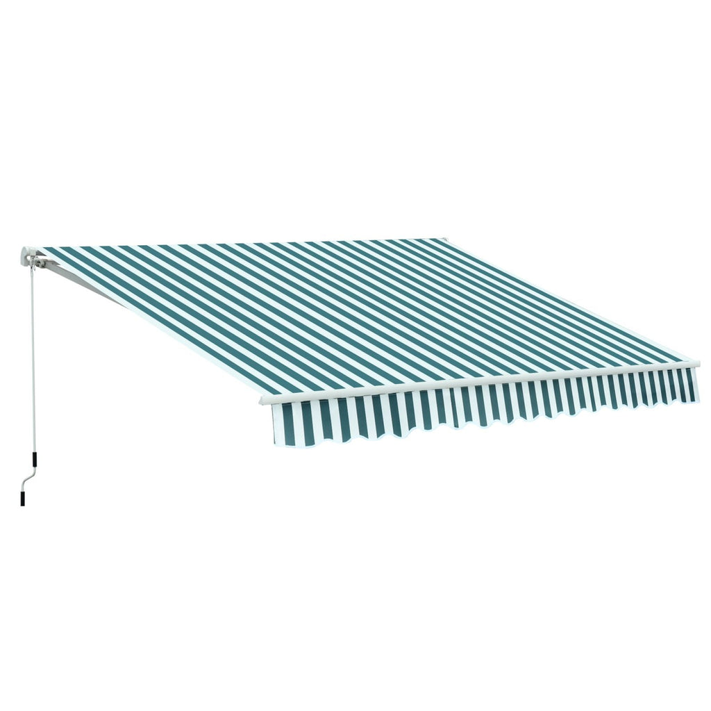 EASYCOMFORT Outdoor Awning Adjustment with Crank, Metal and Polyester, 295x250cm Green and White