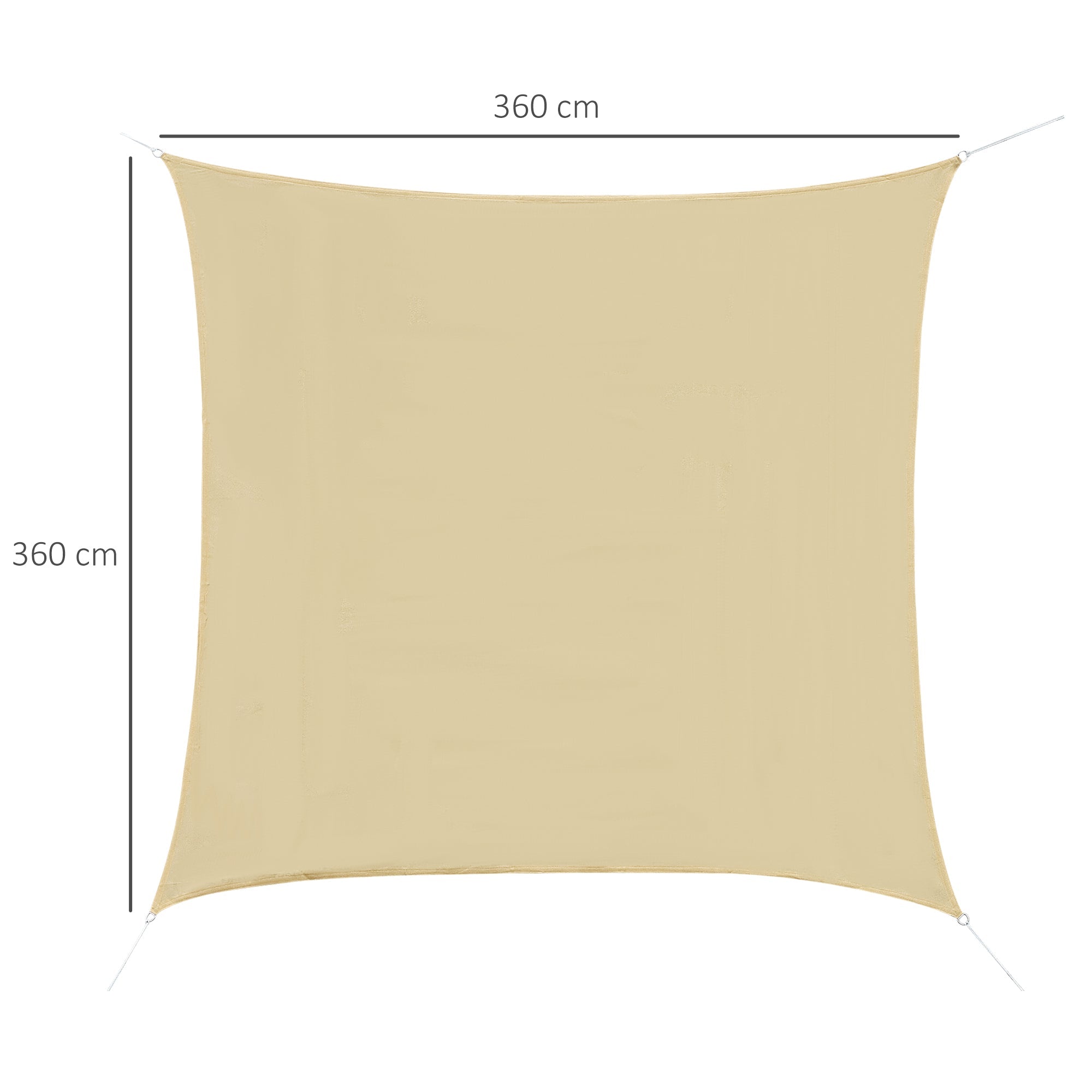 EASYCOMFORT Square awning sail in HDPE Sand Color 360x360cm