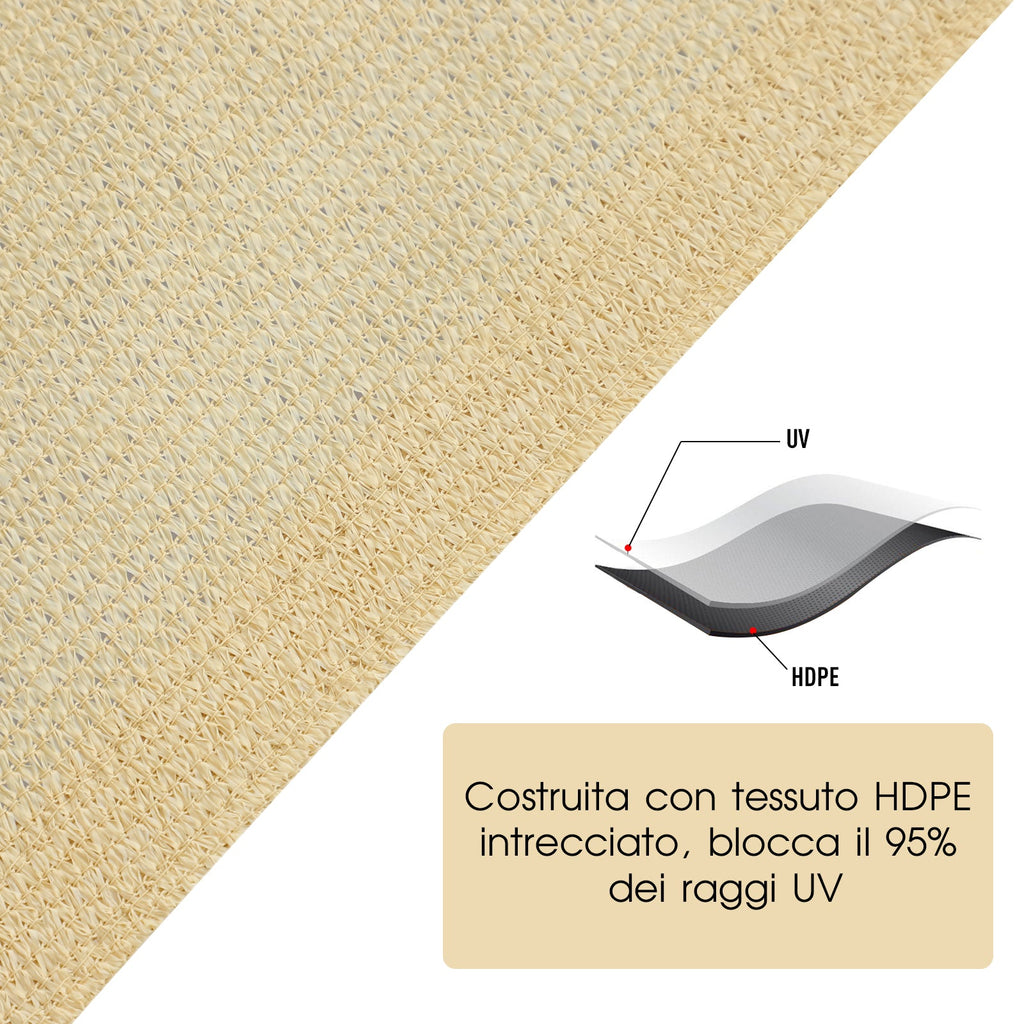 EASYCOMFORT Square awning sail in HDPE Sand Color 360x360cm