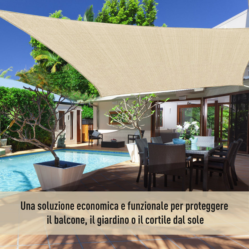EASYCOMFORT Square awning sail in HDPE Sand Color 360x360cm