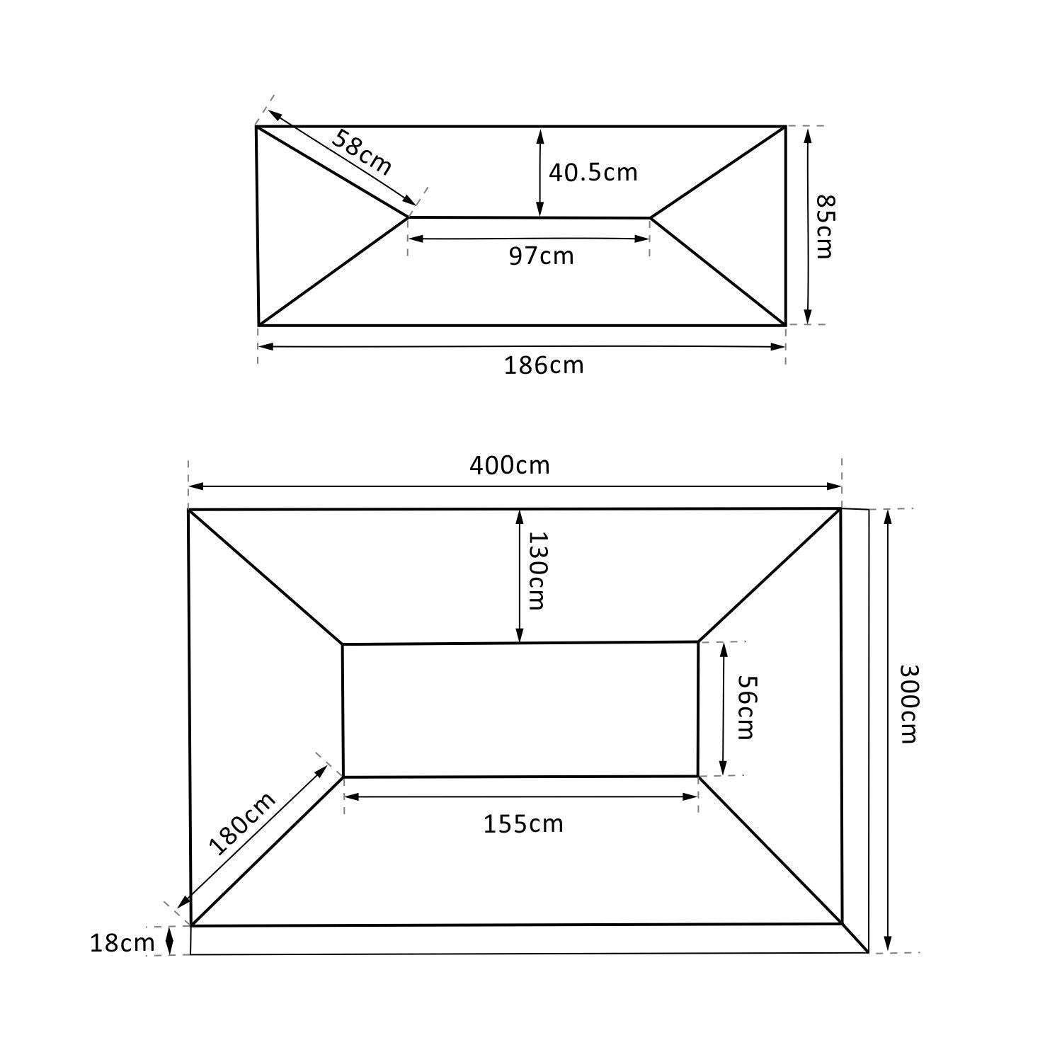 EASYCOMFORT Waterproof Replacement Roof for Double Roof Garden Gazebo 3x4m