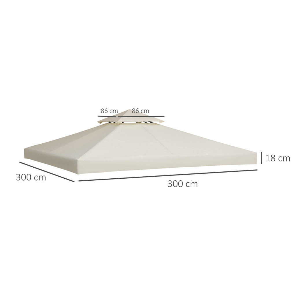 EASYCOMFORT Garden Gazebo Cover Waterproof Anti-UV Replacement Roof in Polyester 3x3m Cream
