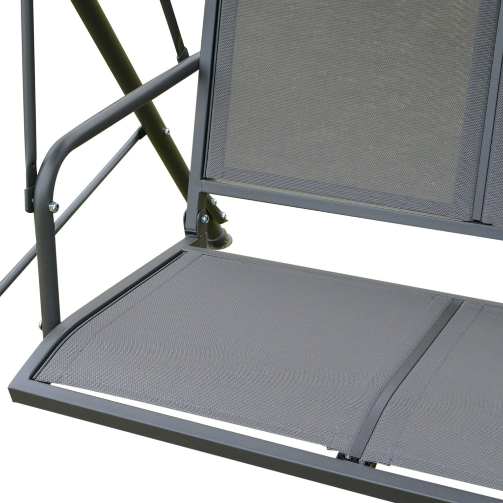 EASYCOMFORT 3-Seater Garden Swing with Canopy, Outdoor Swing in Steel and Polyester Fabric, 175 x 118 x 159cm Gray