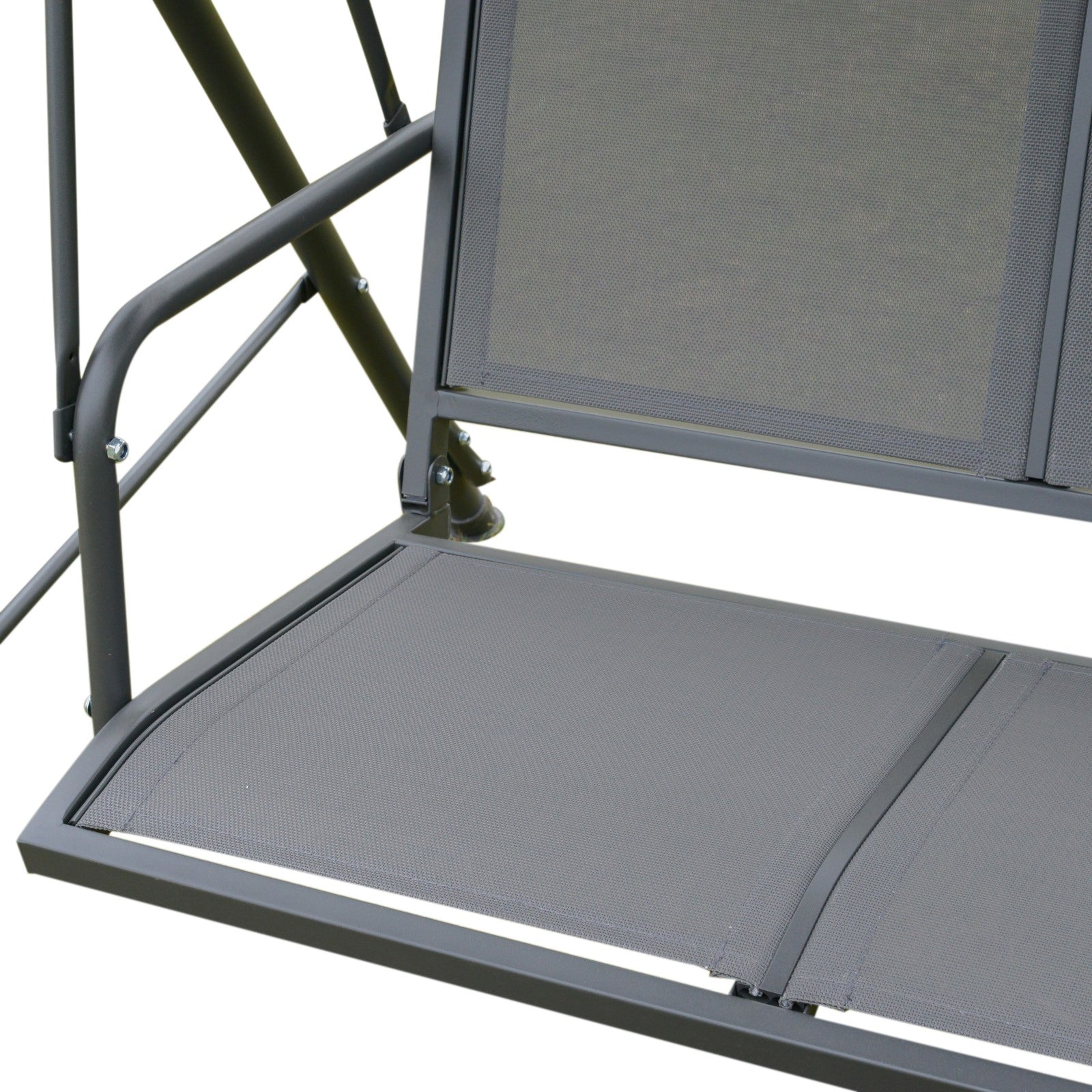 EASYCOMFORT 3-Seater Garden Swing with Canopy, Outdoor Swing in Steel and Polyester Fabric, 175 x 118 x 159cm Gray